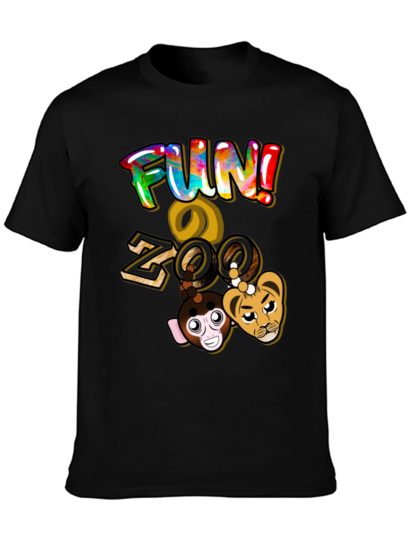 Black Fun Zoo Graphic T-Shirt - Black Cotton Tee view 3