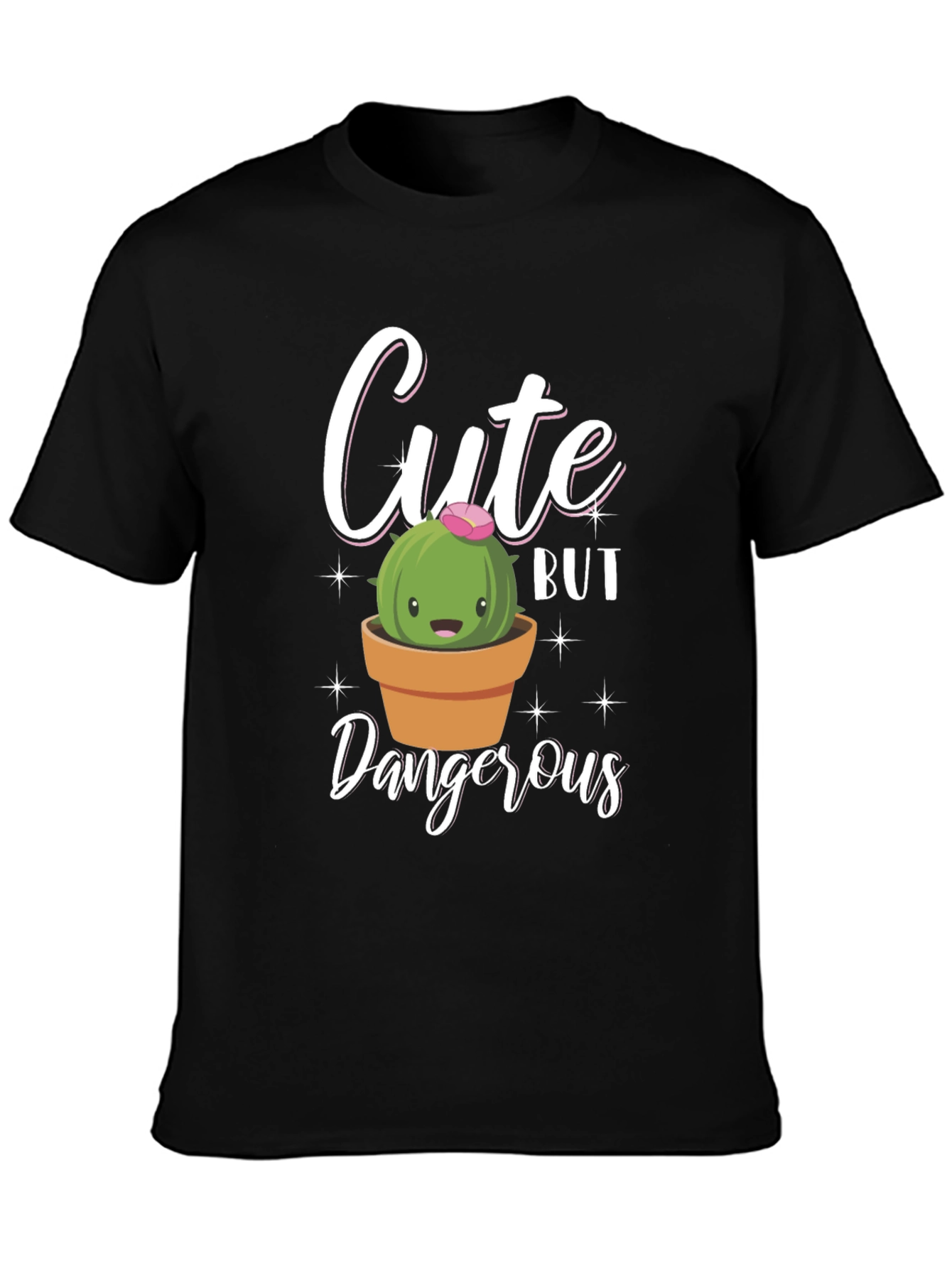 Black Cute But Dangerous Cactus Graphic T-Shirt view 3