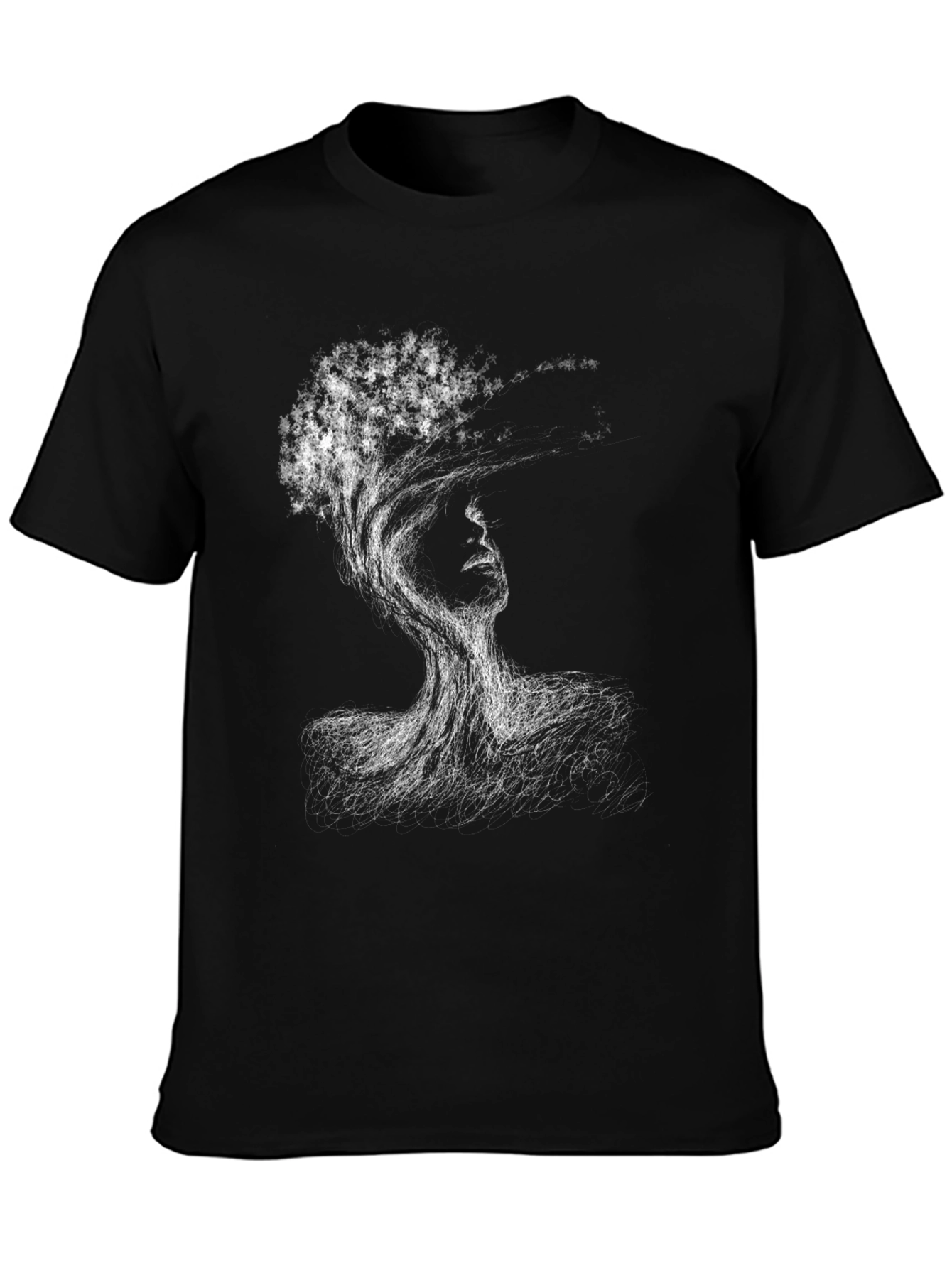 Black Abstract Tree Woman Black T-Shirt view 3