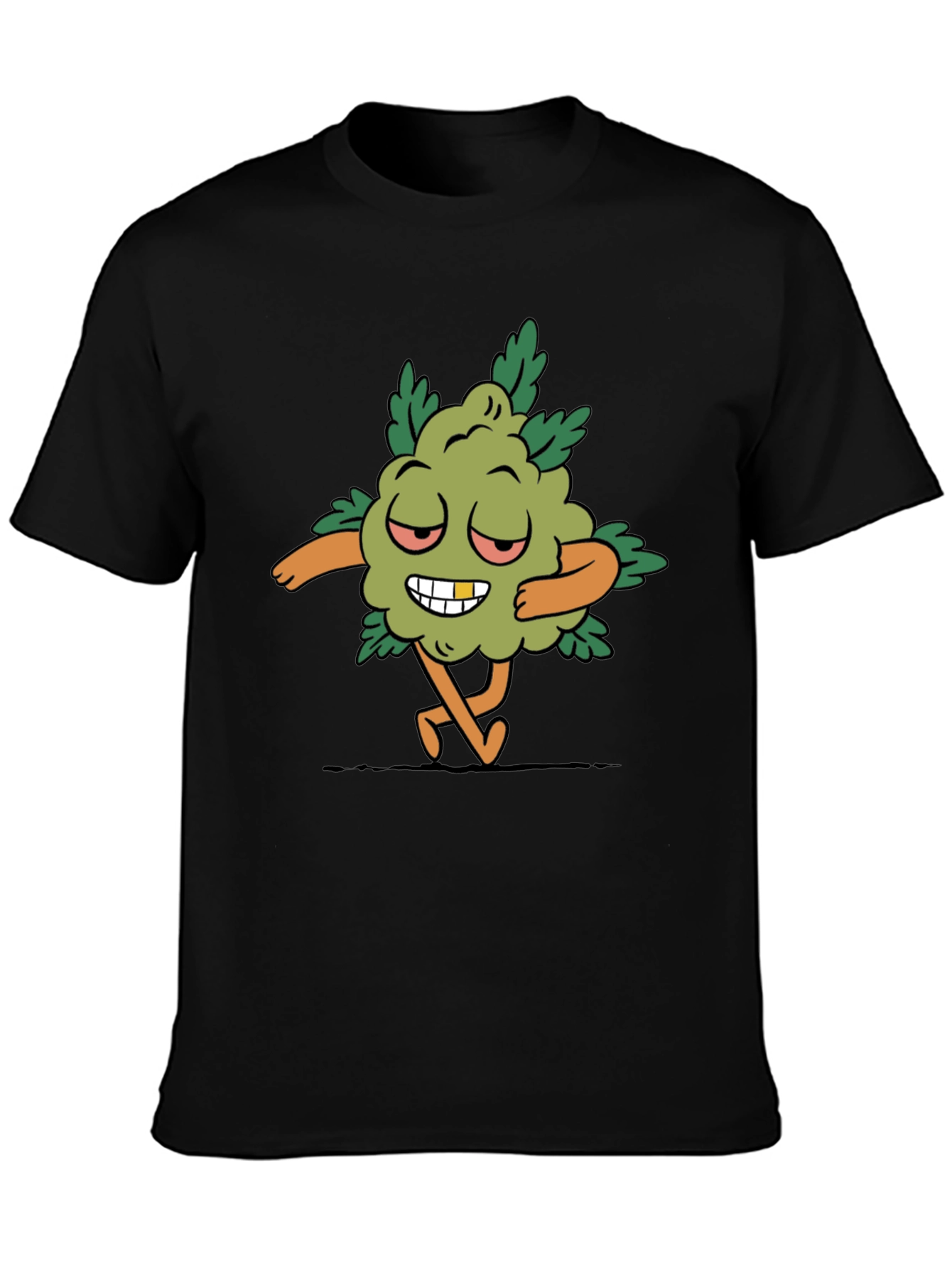 Black Cartoon Weed Bud T-Shirt view 3
