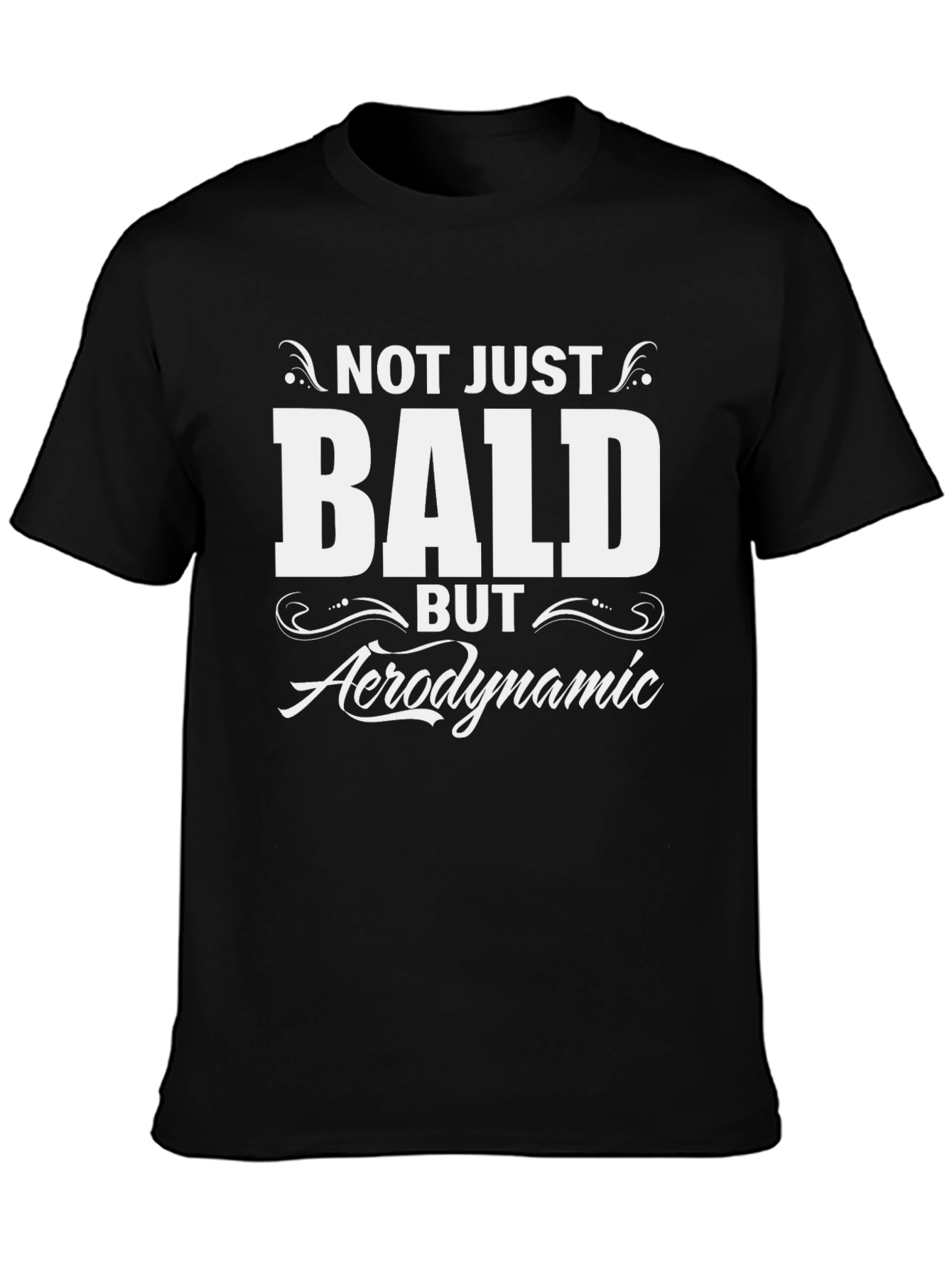 Black Funny Bald Aerodynamic T-Shirt view 3