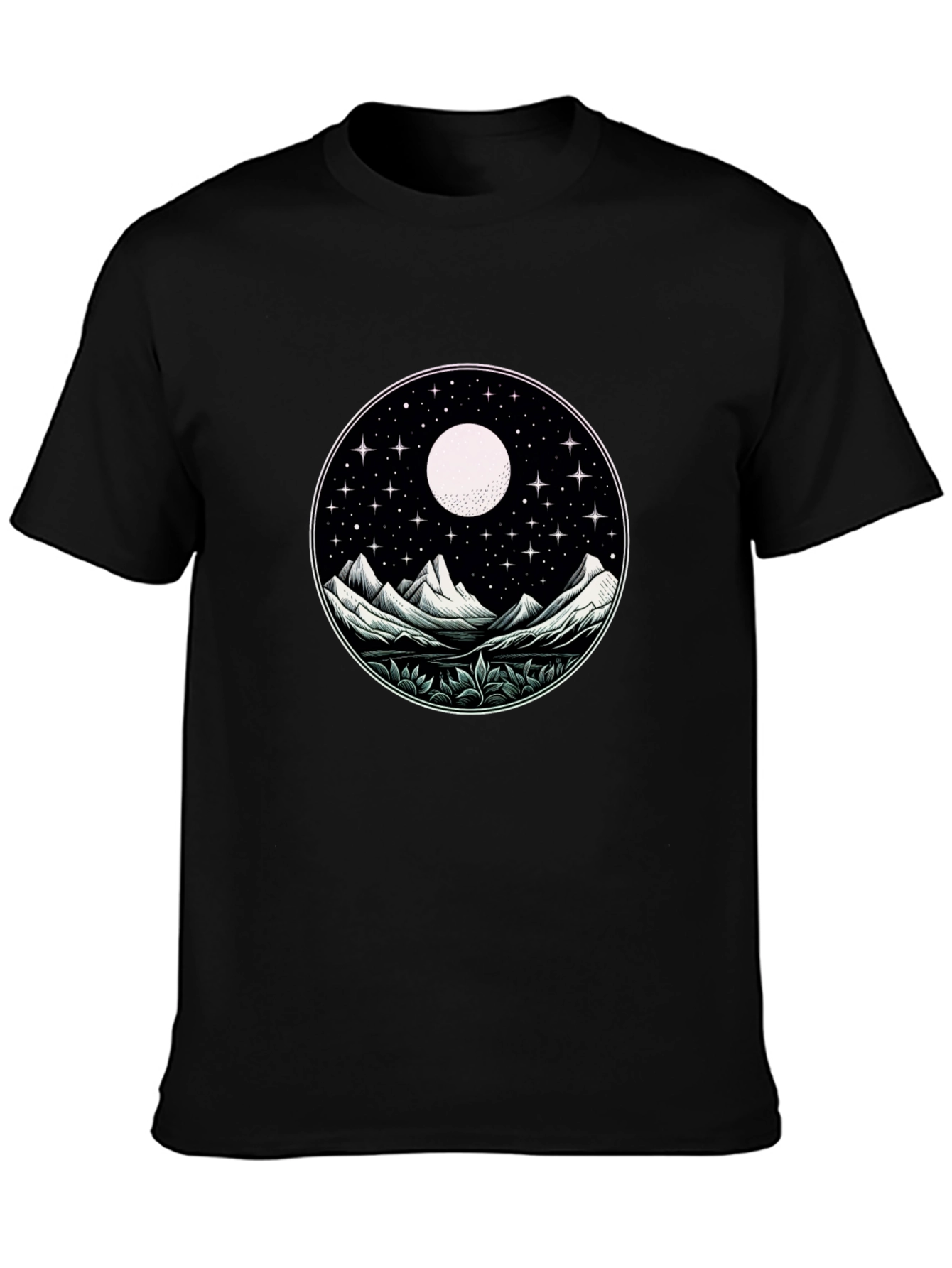 Black Night Sky Mountain Graphic Tee - Unisex view 3