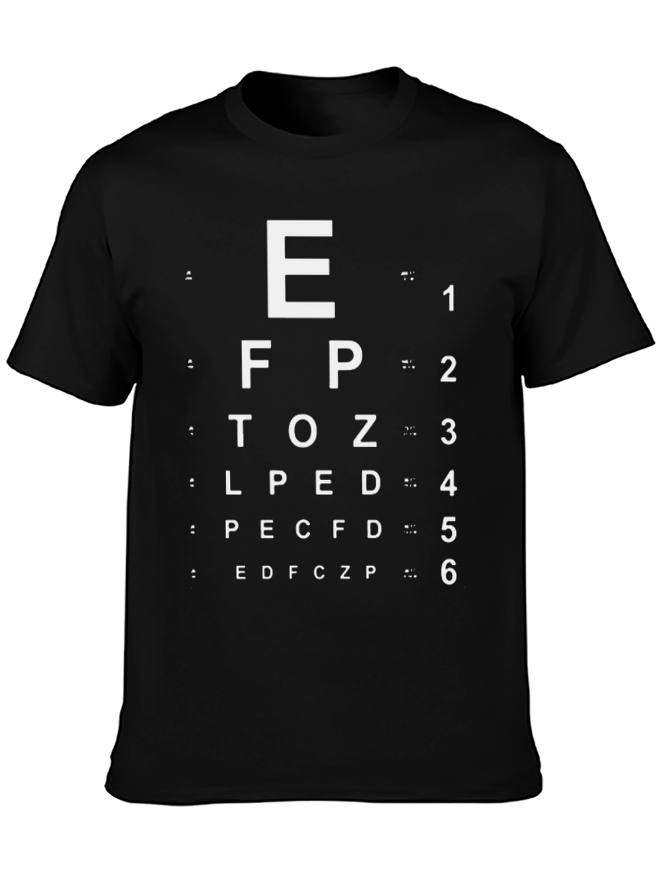 Black Eye Chart Graphic Tee - Vision Test Novelty Shirt view 3