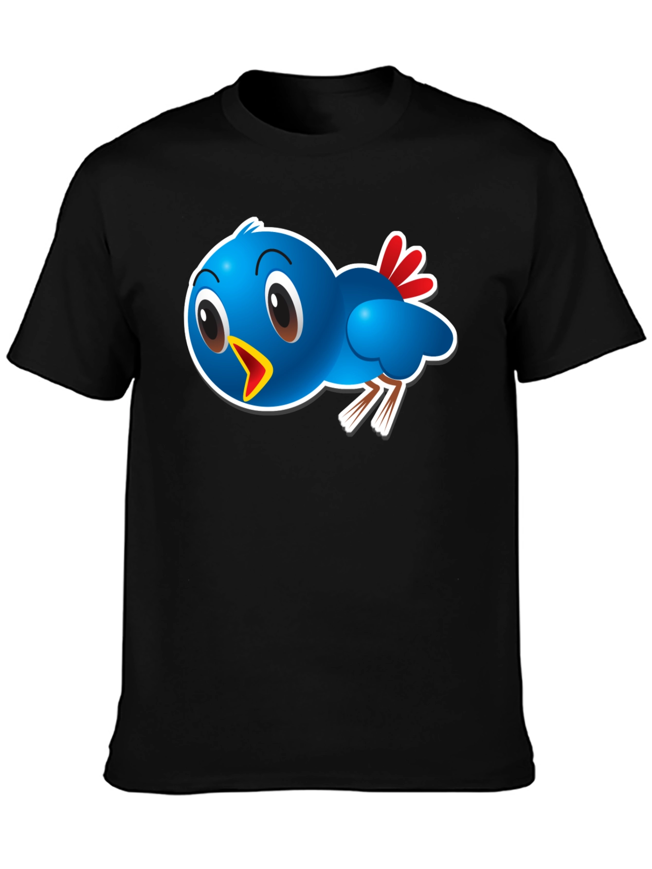 Black Blue Bird Graphic Tee - Cute Cartoon Bird T-Shirt view 3