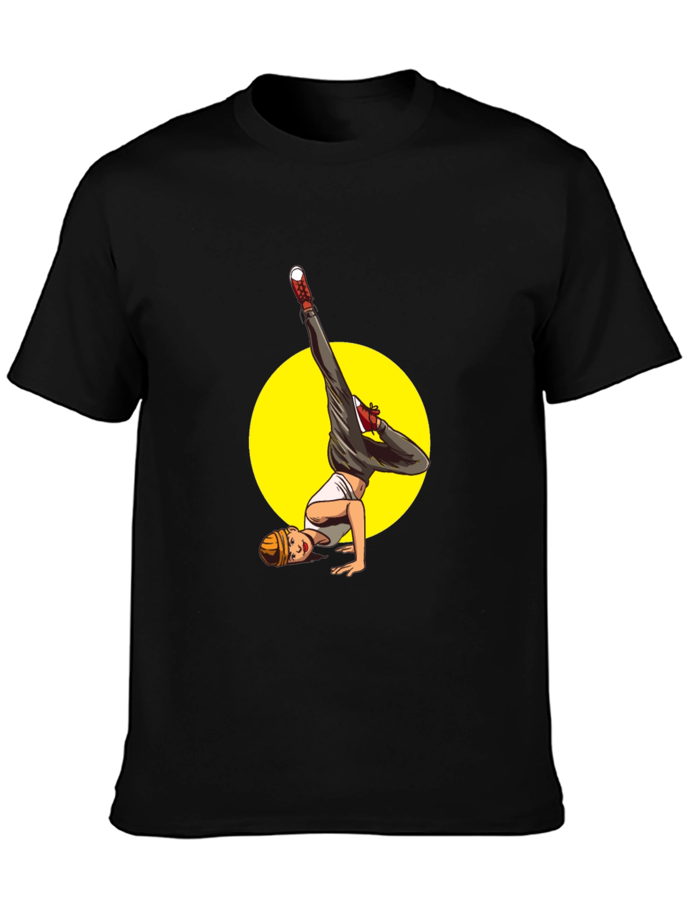 Black Black T-Shirt with Breakdancer Graphic view 3