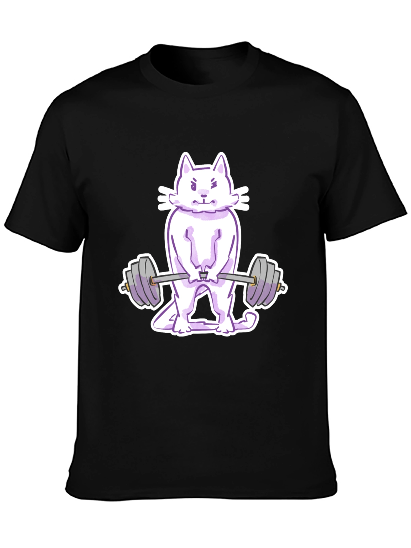 Black Cat Lifting Weights Graphic Tee - Black view 3