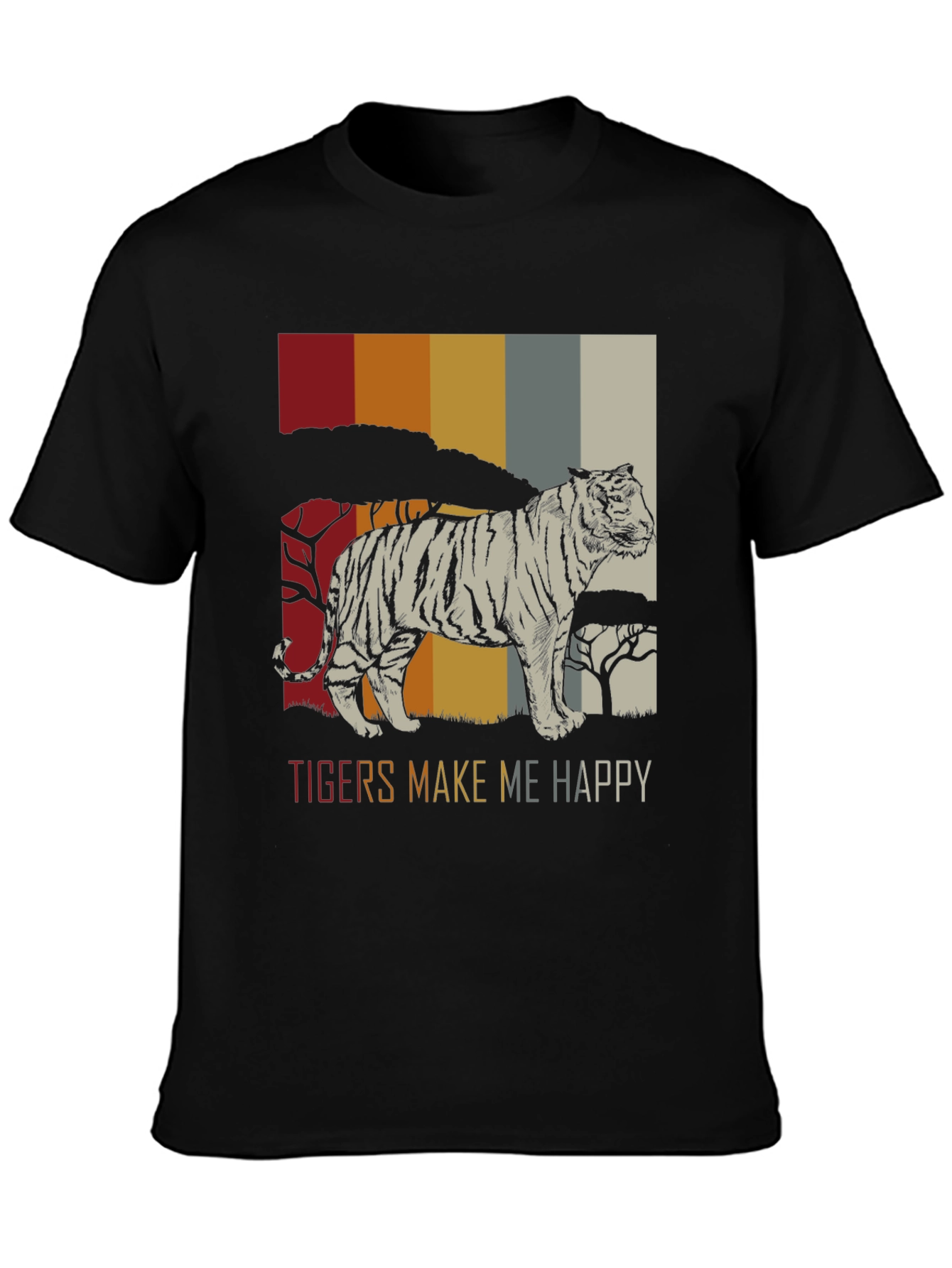 Black Tigers Make Me Happy Graphic Tee - Retro Style view 3