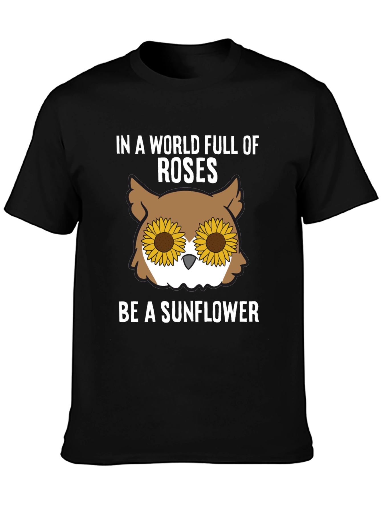 Black Sunflower Owl Graphic Tee - Be a Sunflower view 3