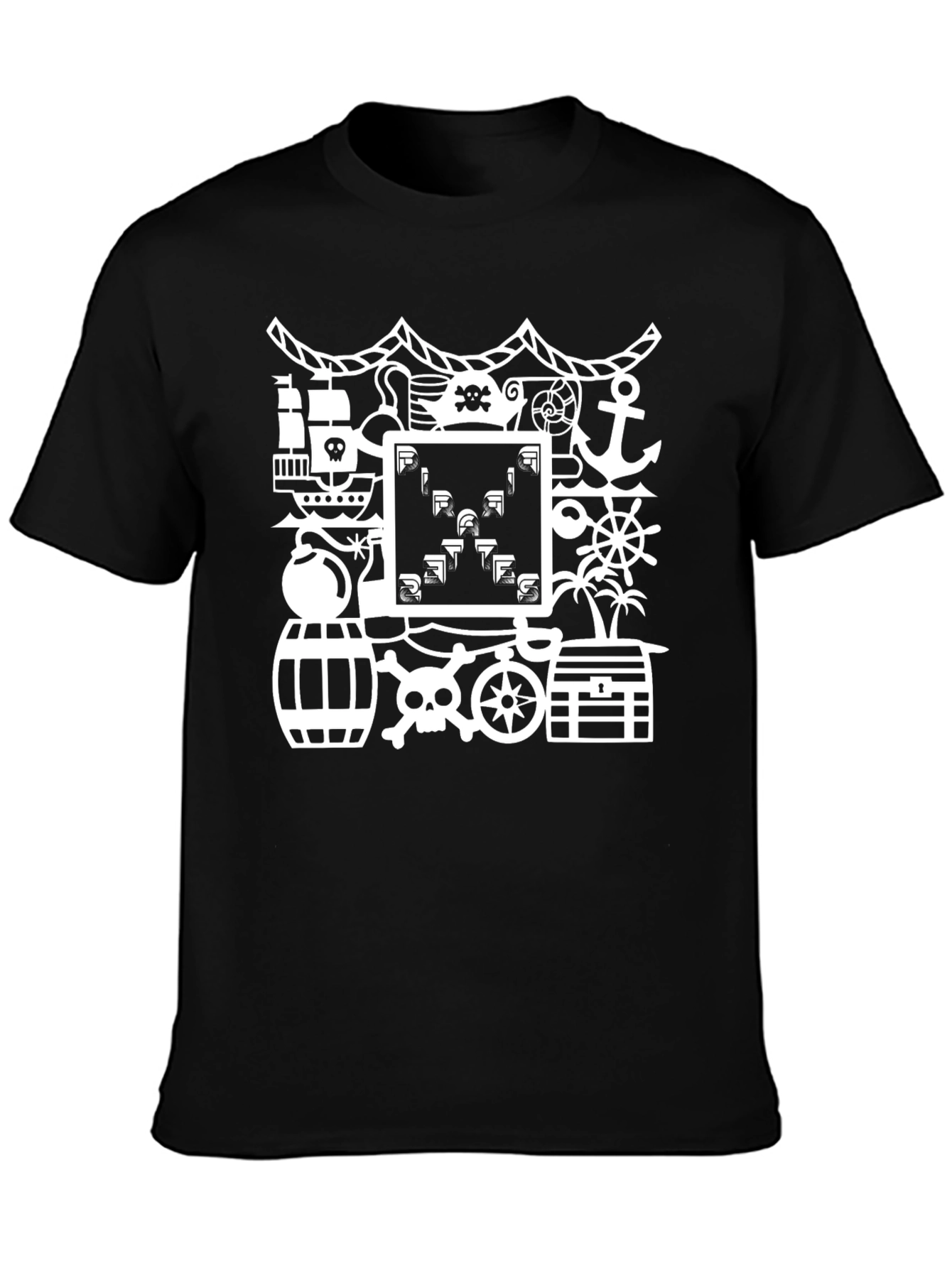 Black Pirate Retro Gamer Black T-Shirt view 3