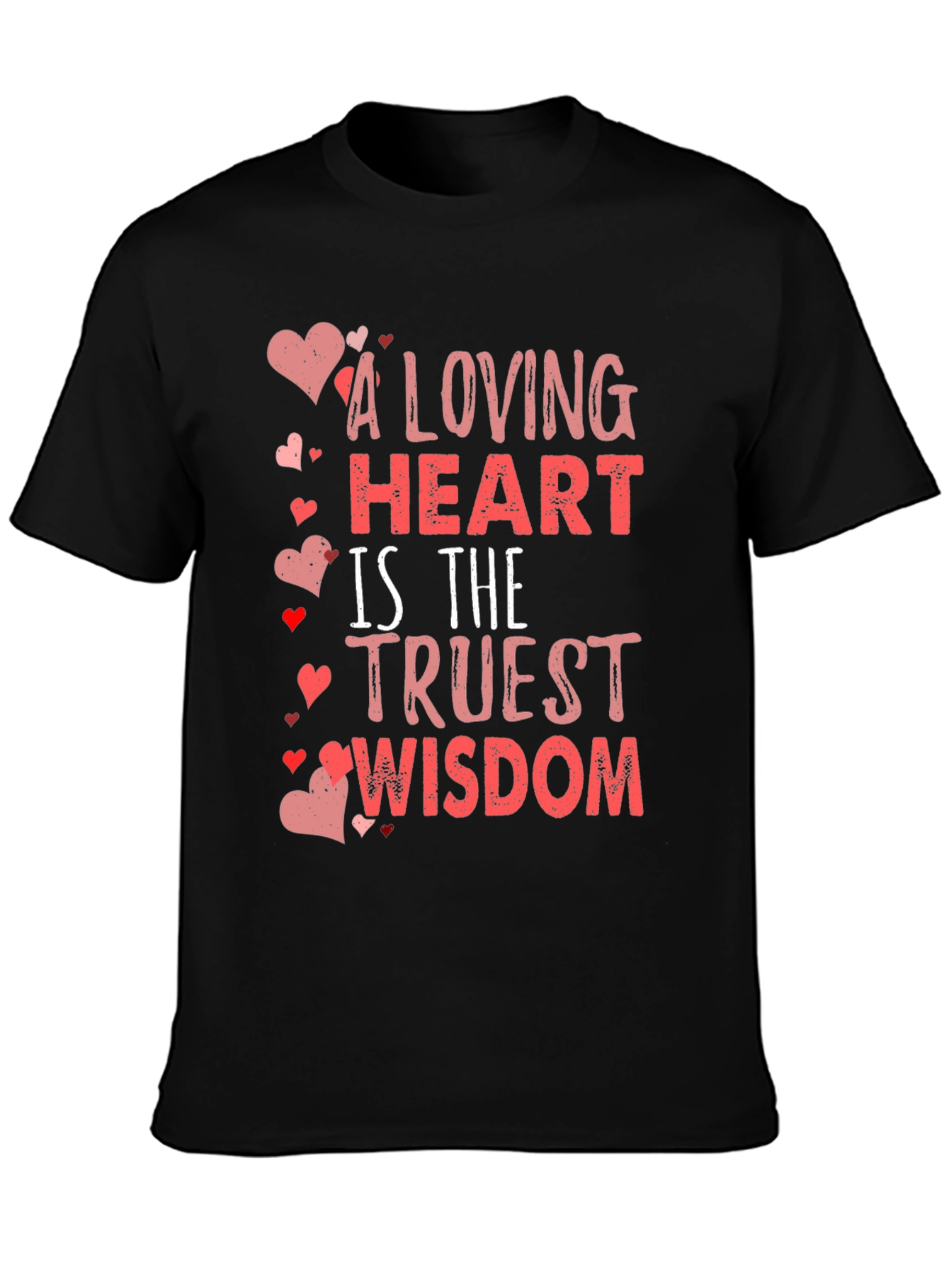 Black Loving Heart Wisdom Black T-Shirt view 3