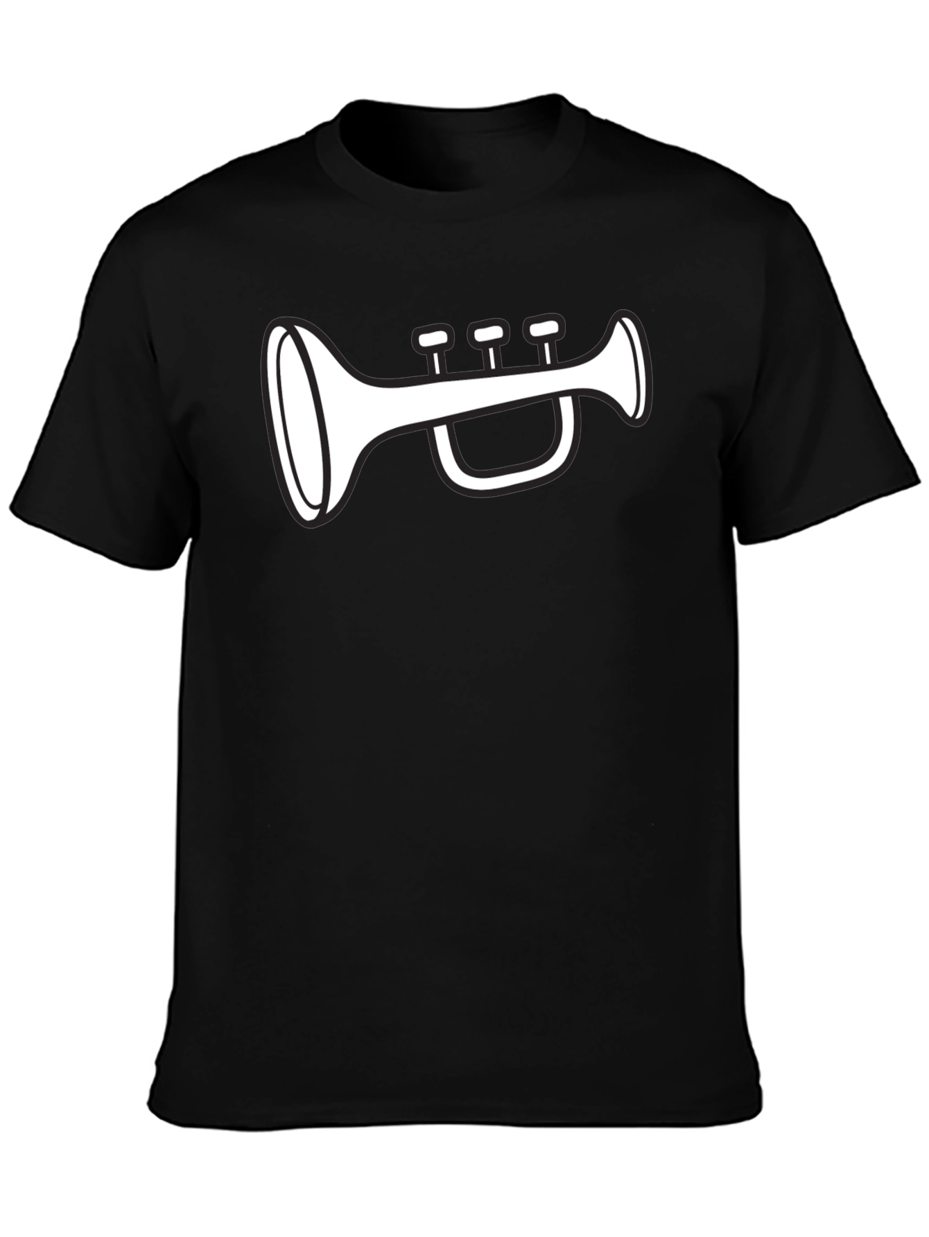 Black Trumpet Graphic Tee - Black Cotton T-Shirt view 3