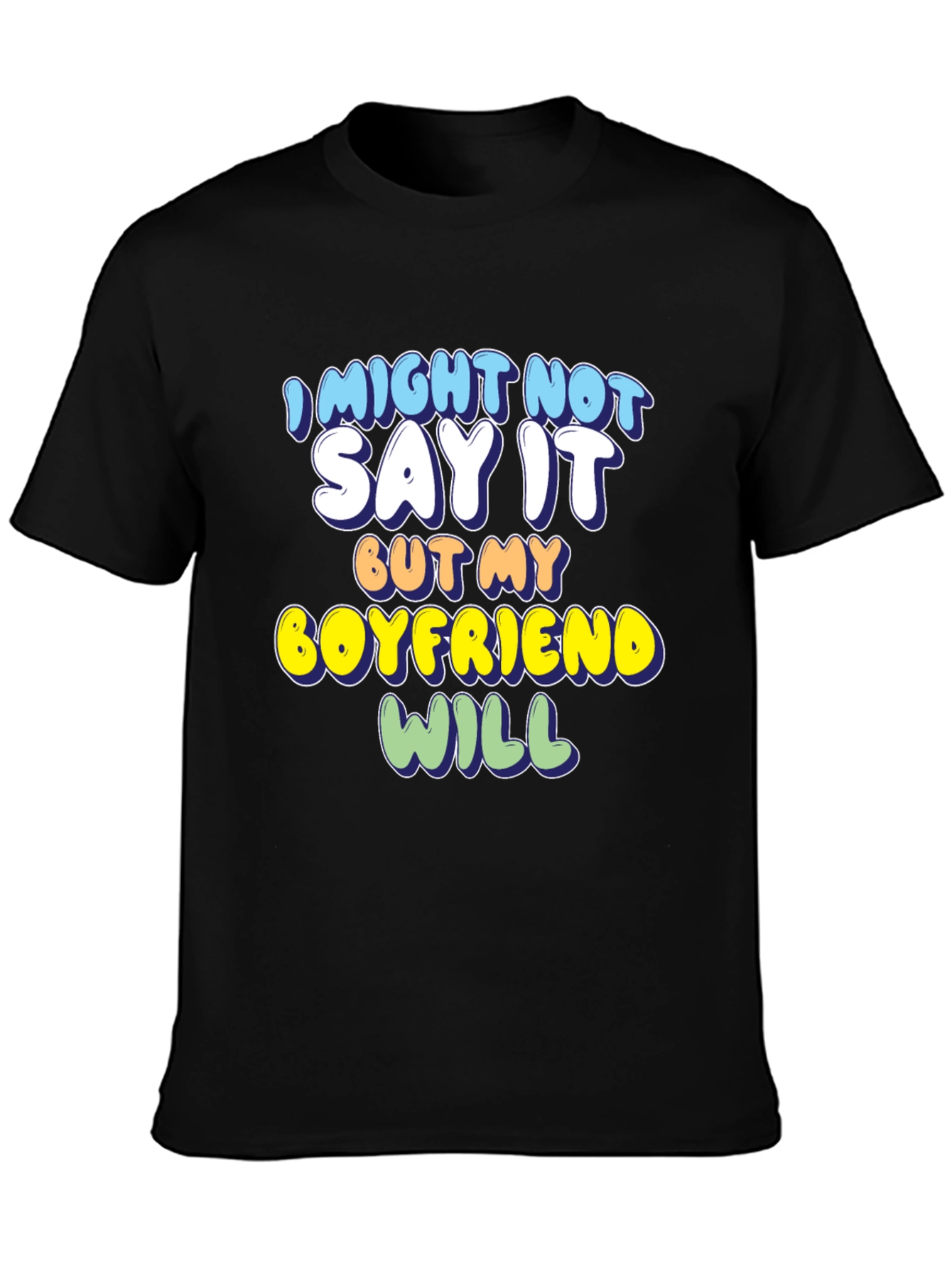 Black Humorous Boyfriend Statement T-Shirt view 3