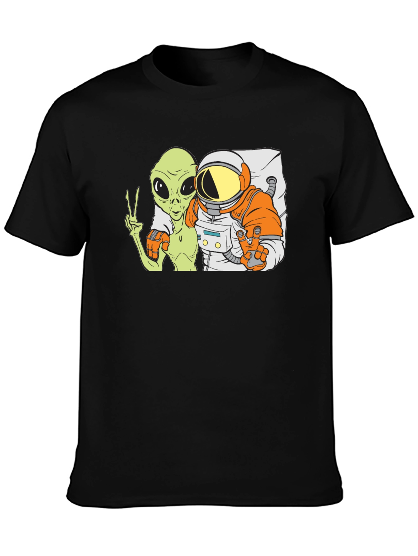 Black Alien & Astronaut BFFs Graphic Tee - Black Cotton Blend view 3