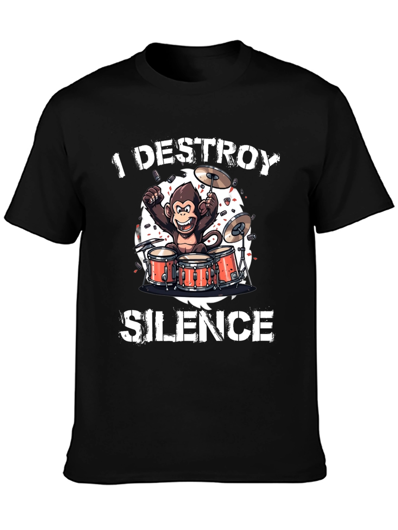 Black I Destroy Silence T-Shirt view 3