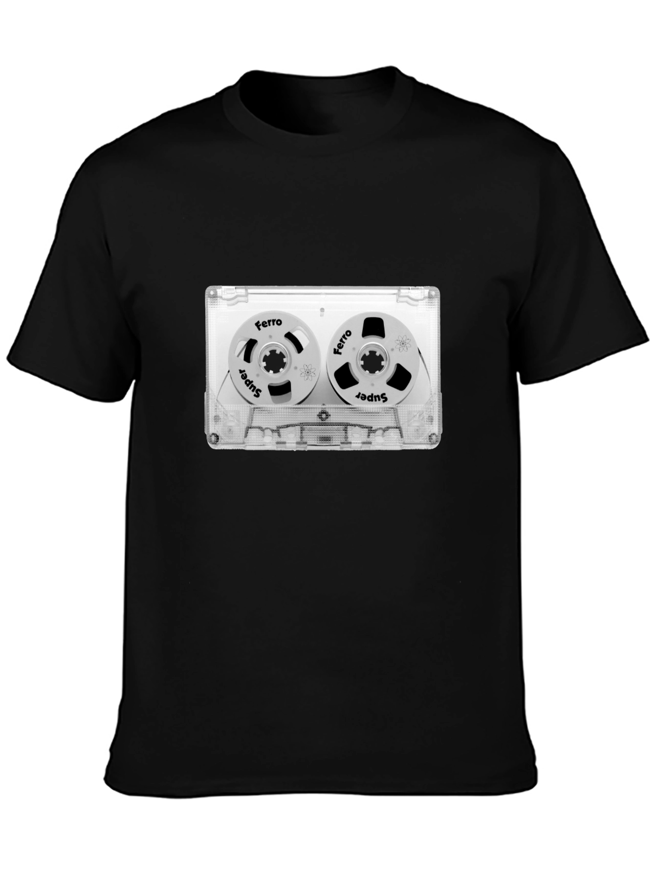 Black Retro Cassette Tape Graphic Tee - Vintage Music Lover Shirt view 3