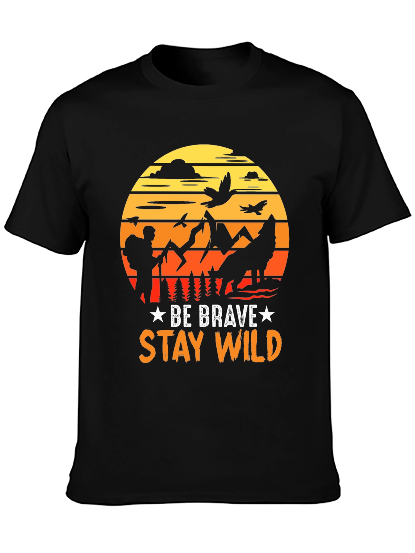 Black Be Brave Stay Wild Graphic Tee - Adventure T-Shirt view 3