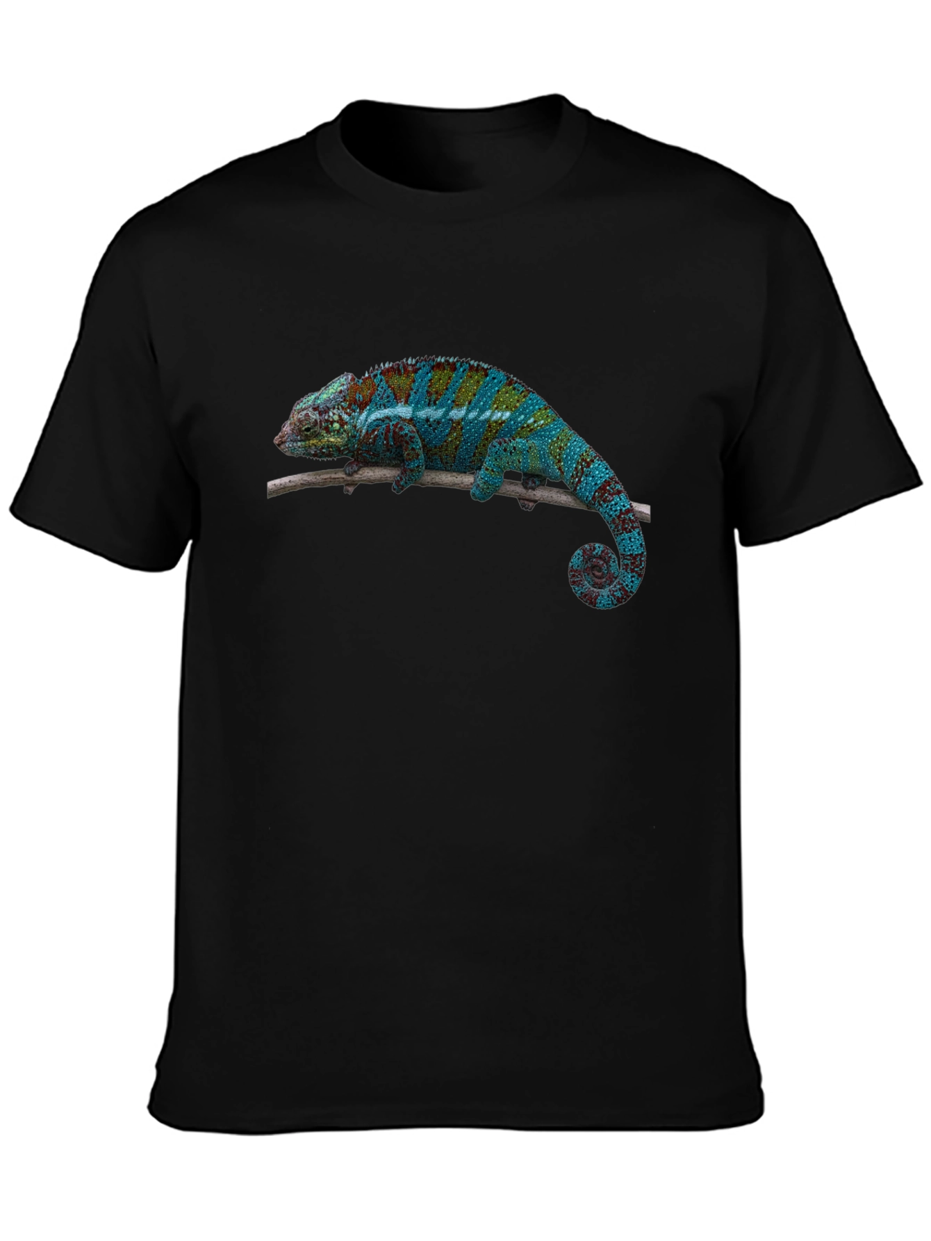 Black Chameleon Print Black T-Shirt view 3