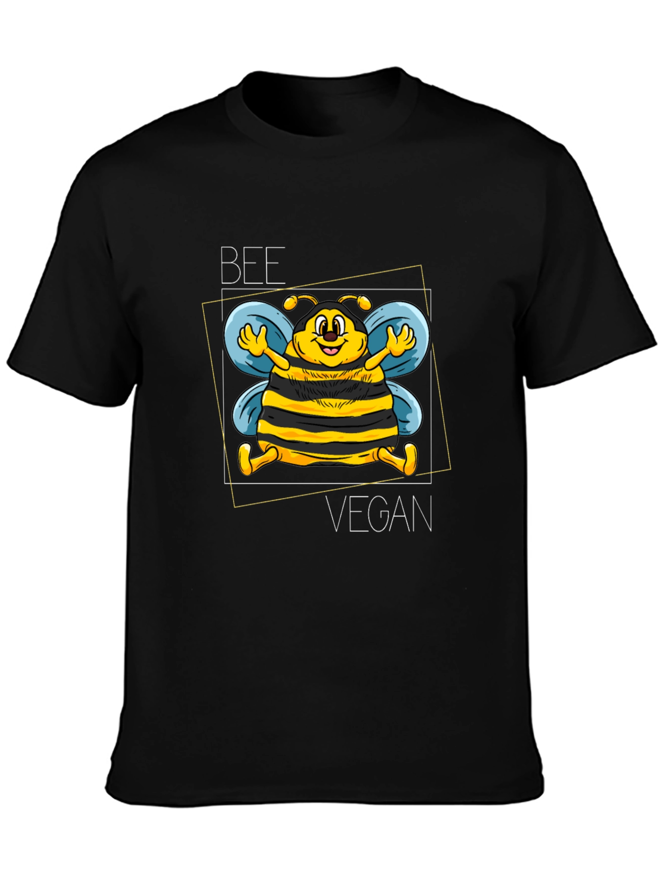 Black Bee Vegan Graphic Tee - Black Unisex T-Shirt view 3