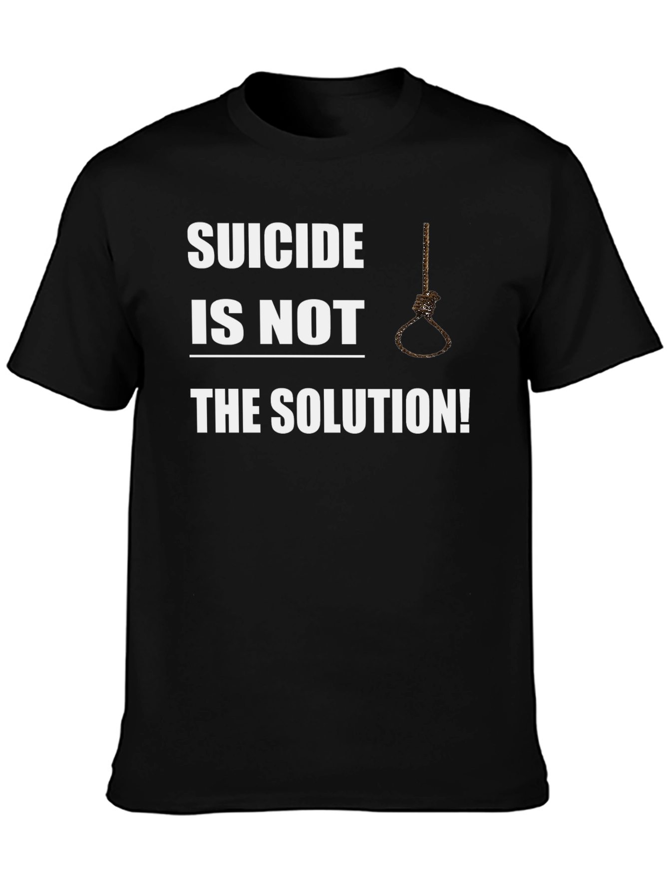 Black Suicide Awareness Graphic Tee - Suicide is Not the Solution view 3