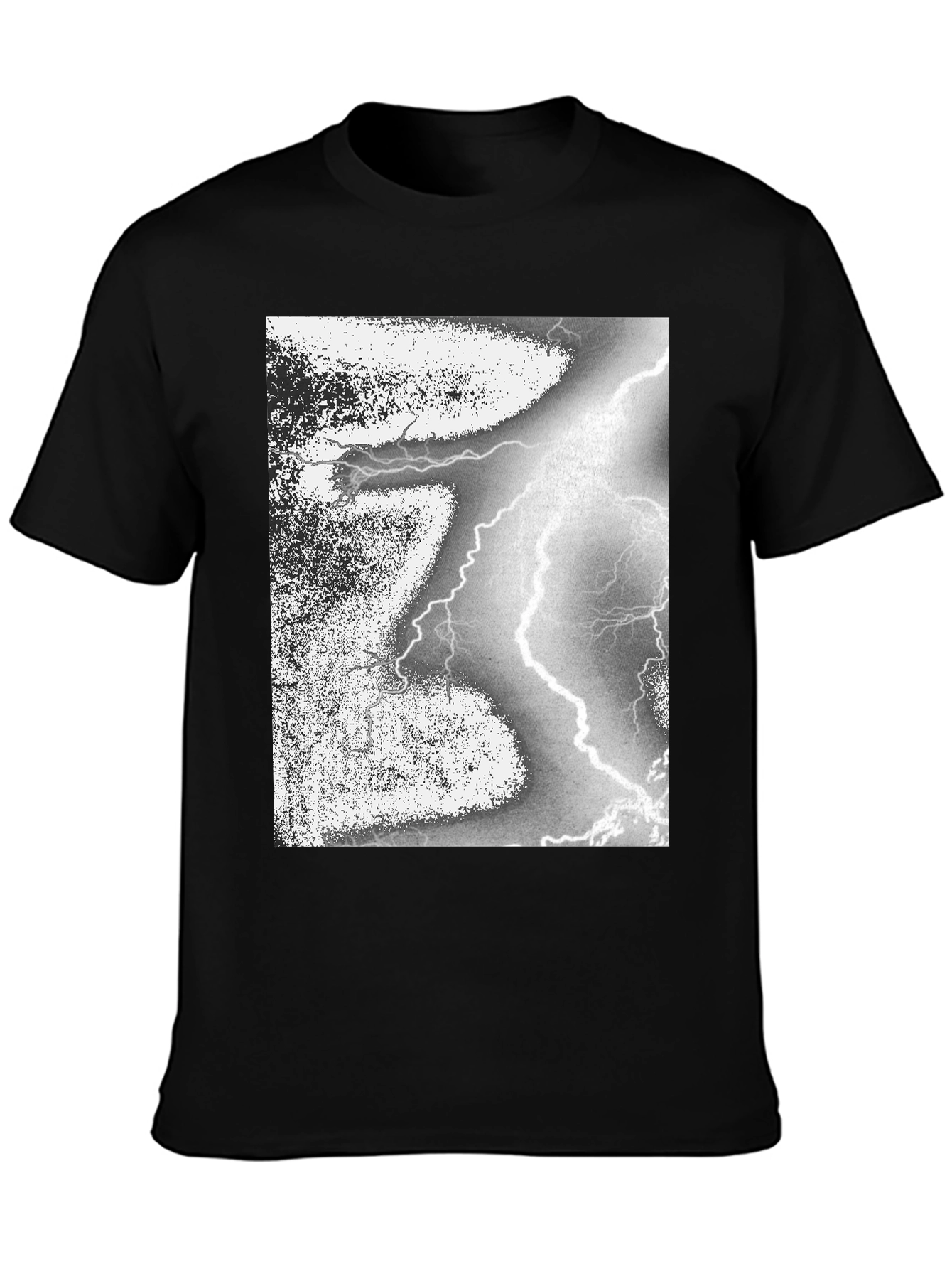 Black Black T-Shirt with Lightning Strike Graphic view 3