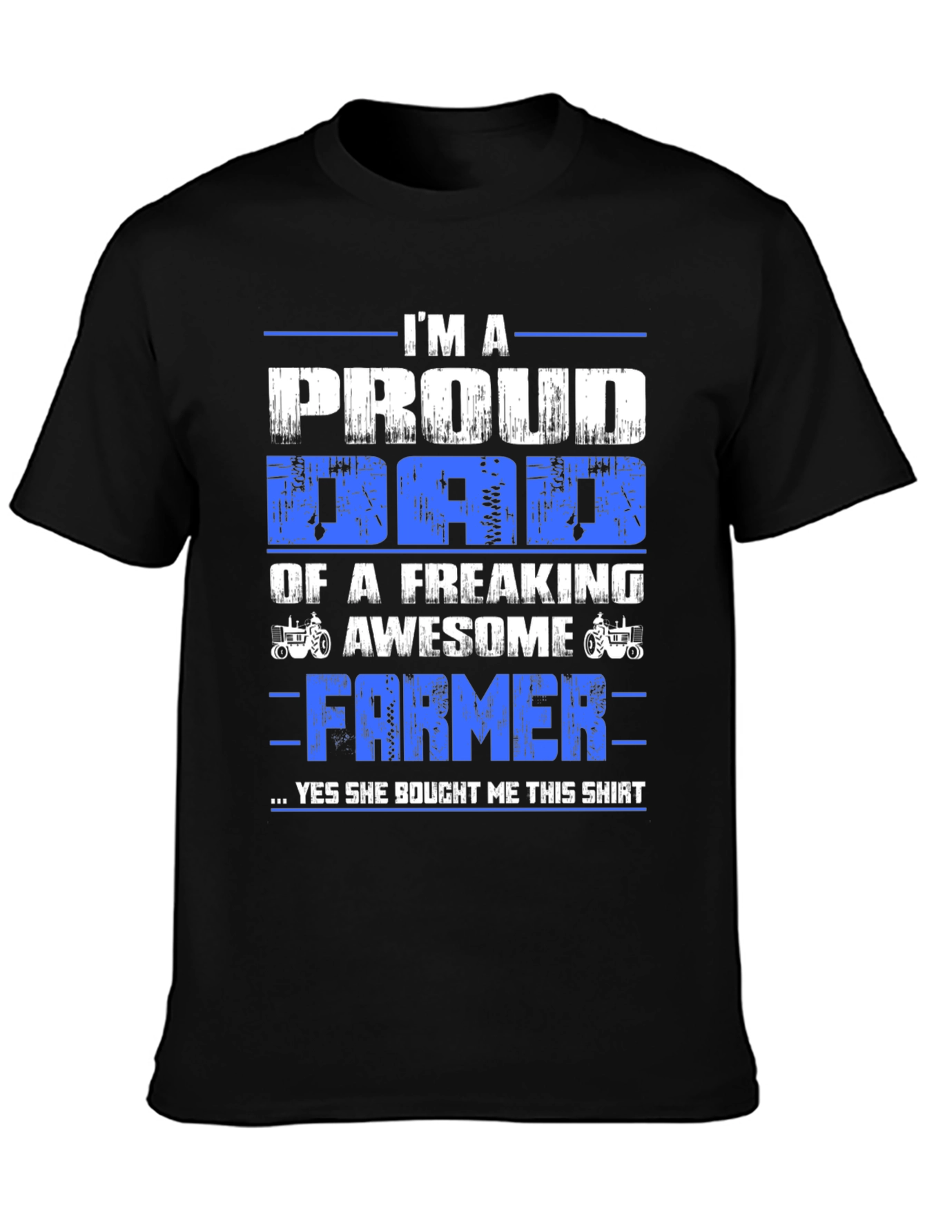 Black Proud Dad Farmer T-Shirt - Black Cotton Blend view 3