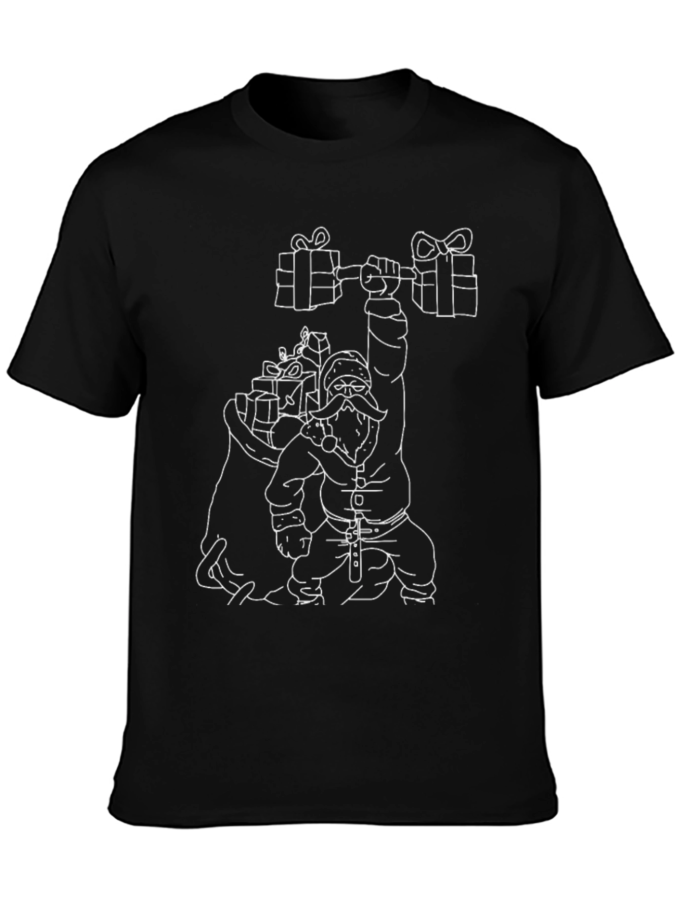 Black Santa Lifting Weights Graphic T-Shirt - Black view 3