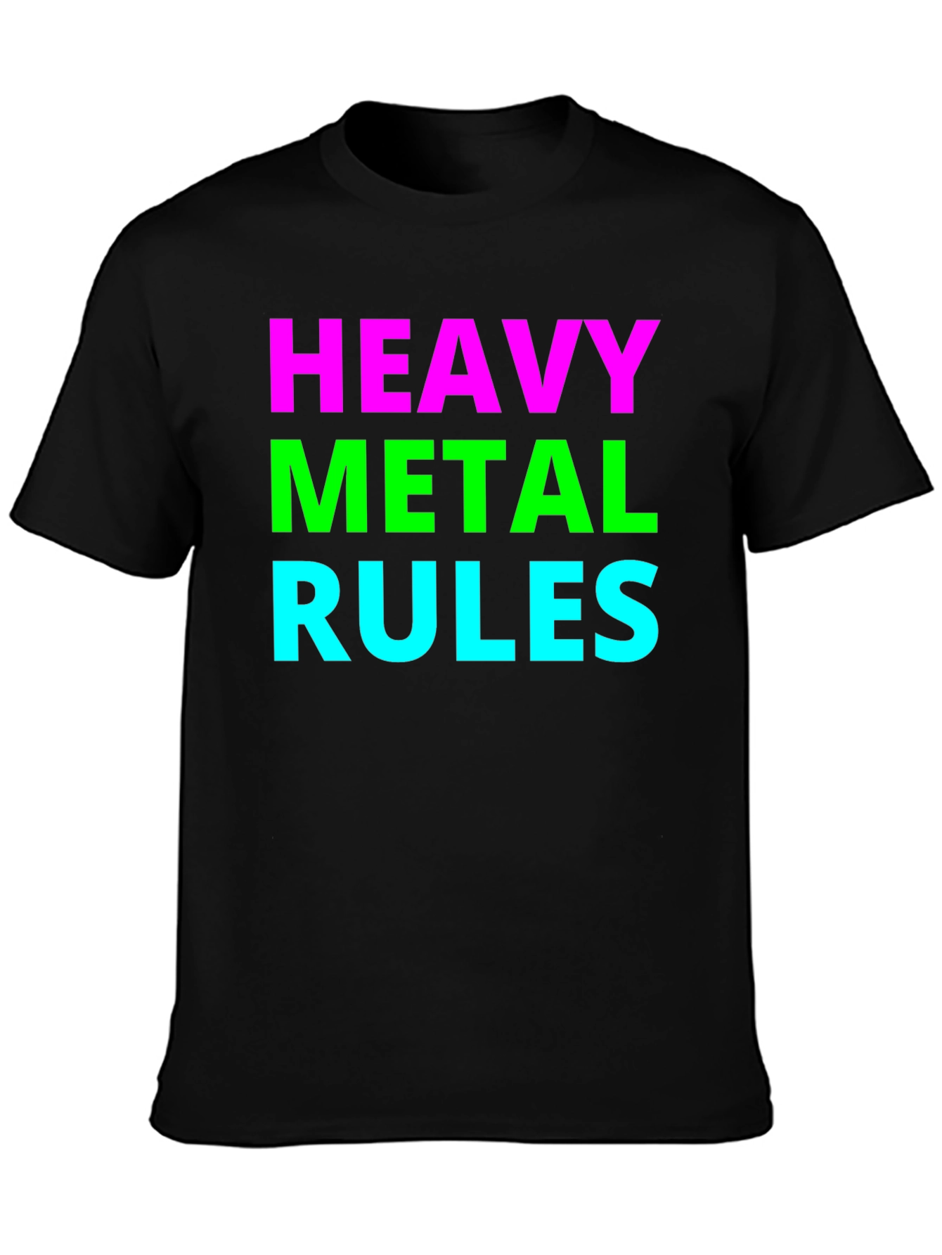 Black Heavy Metal Rules T-Shirt - Bold Graphic Tee view 3