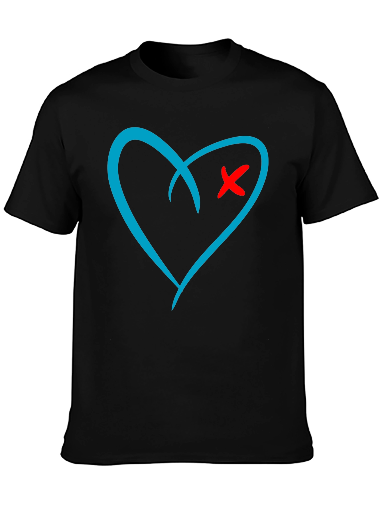 Black Heart X Graphic Print Black T-Shirt view 3