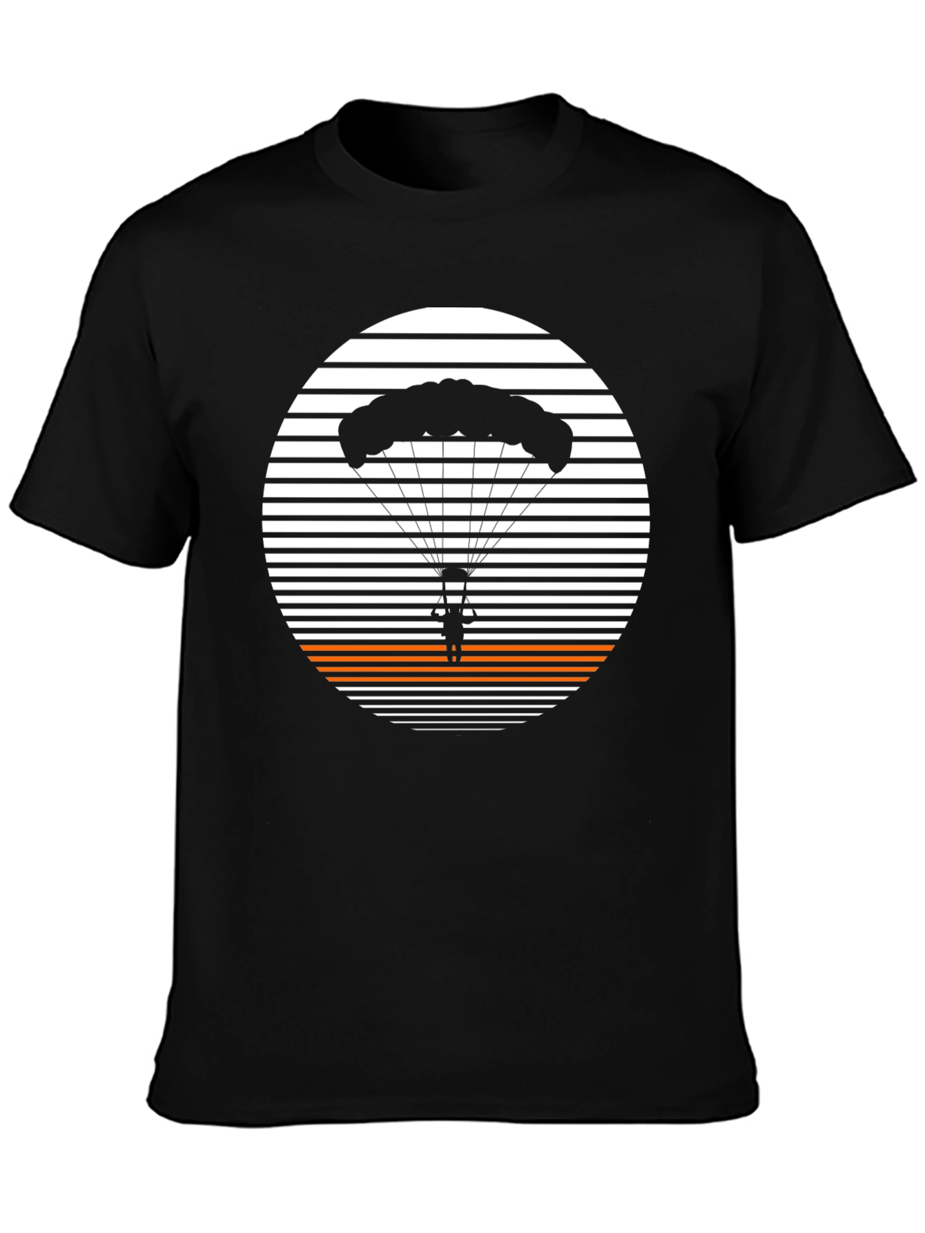 Black Parachute Graphic T-Shirt - Retro Skydiving Tee view 3