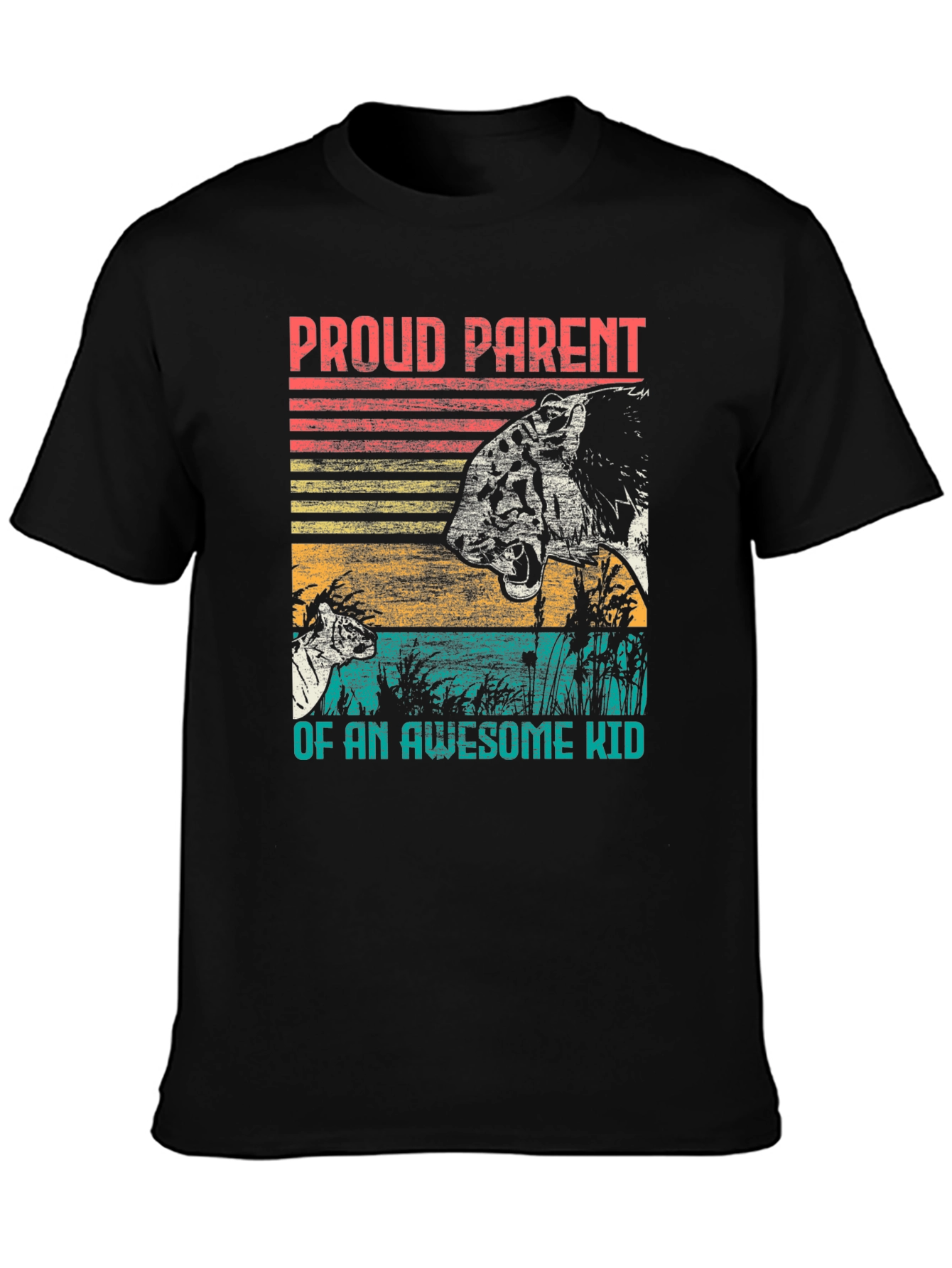 Black Proud Parent Awesome Kid Tiger Graphic T-Shirt view 3