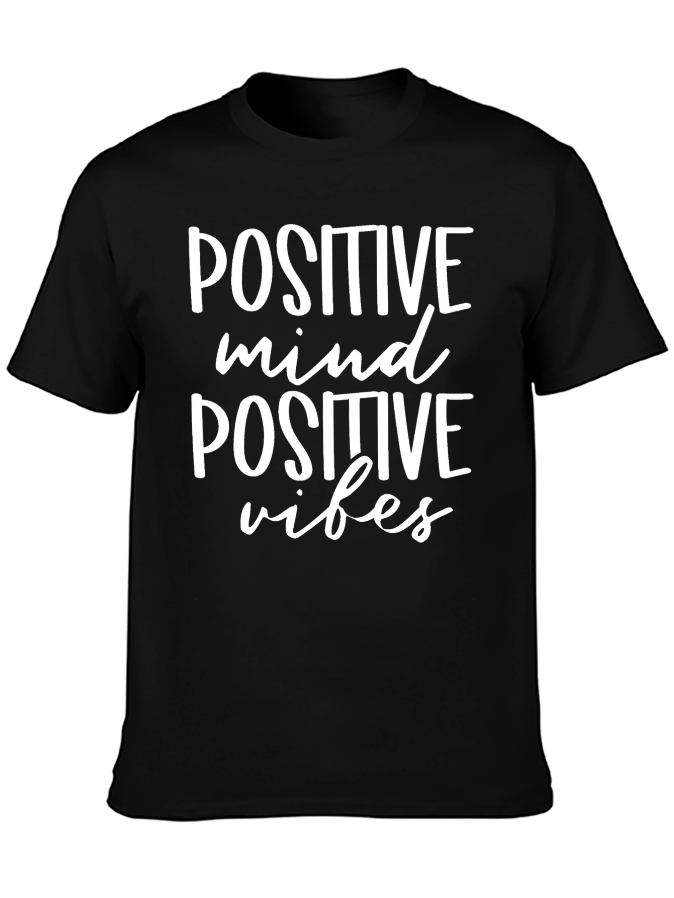 Black Positive Mind Vibes Graphic Tee - Black view 3
