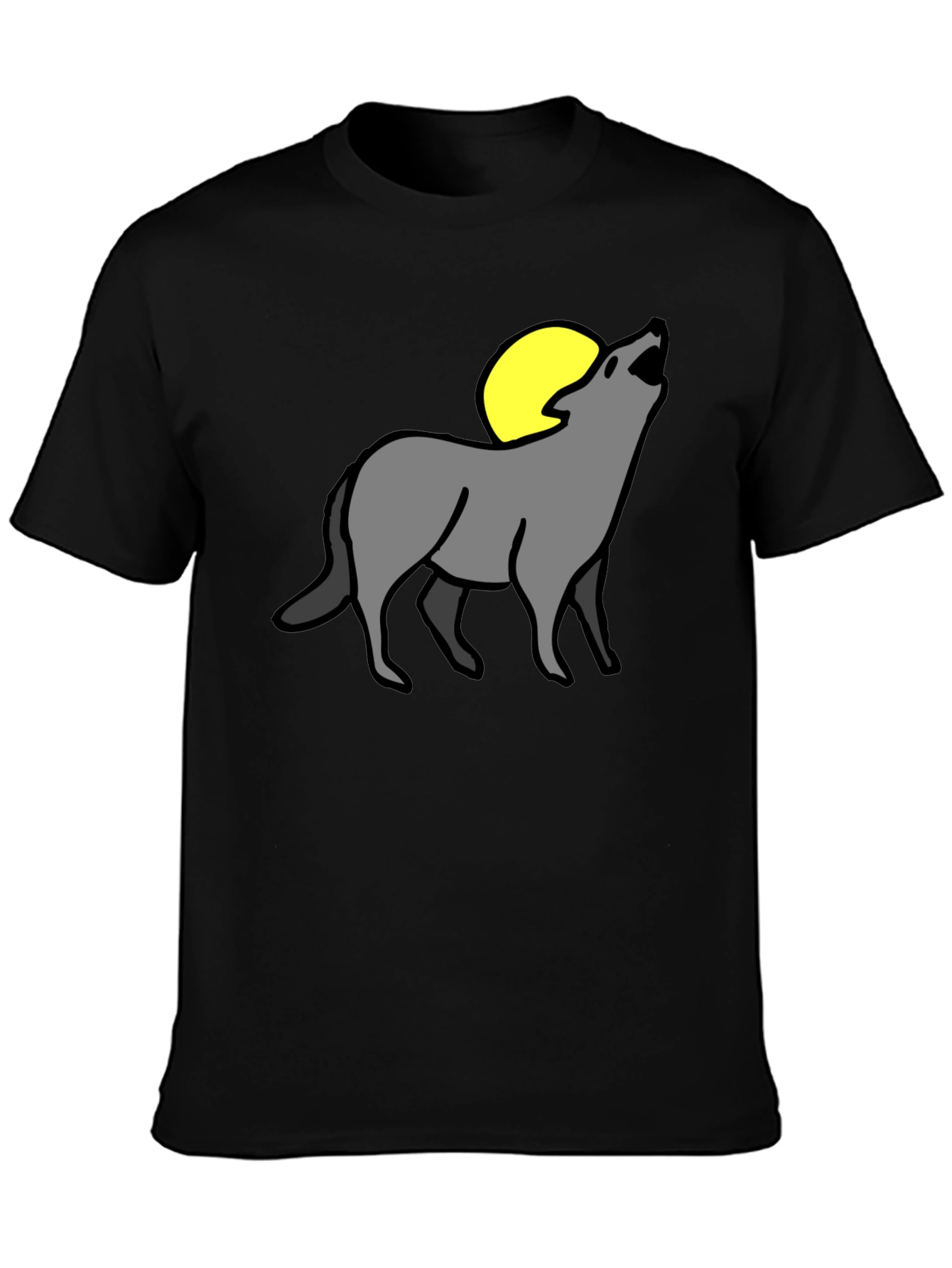 Black Wolf Moon Graphic Tee - Black Cotton Blend view 3
