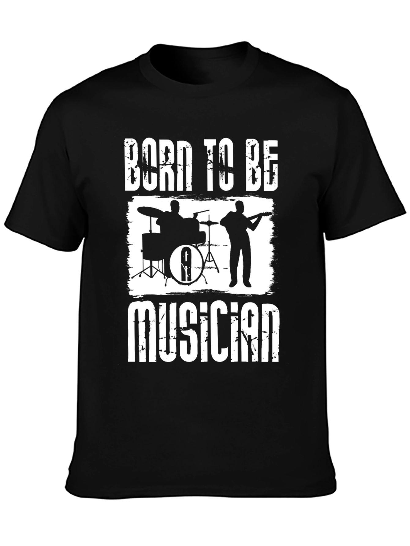 Black Born to Be Musician Black T-Shirt view 3
