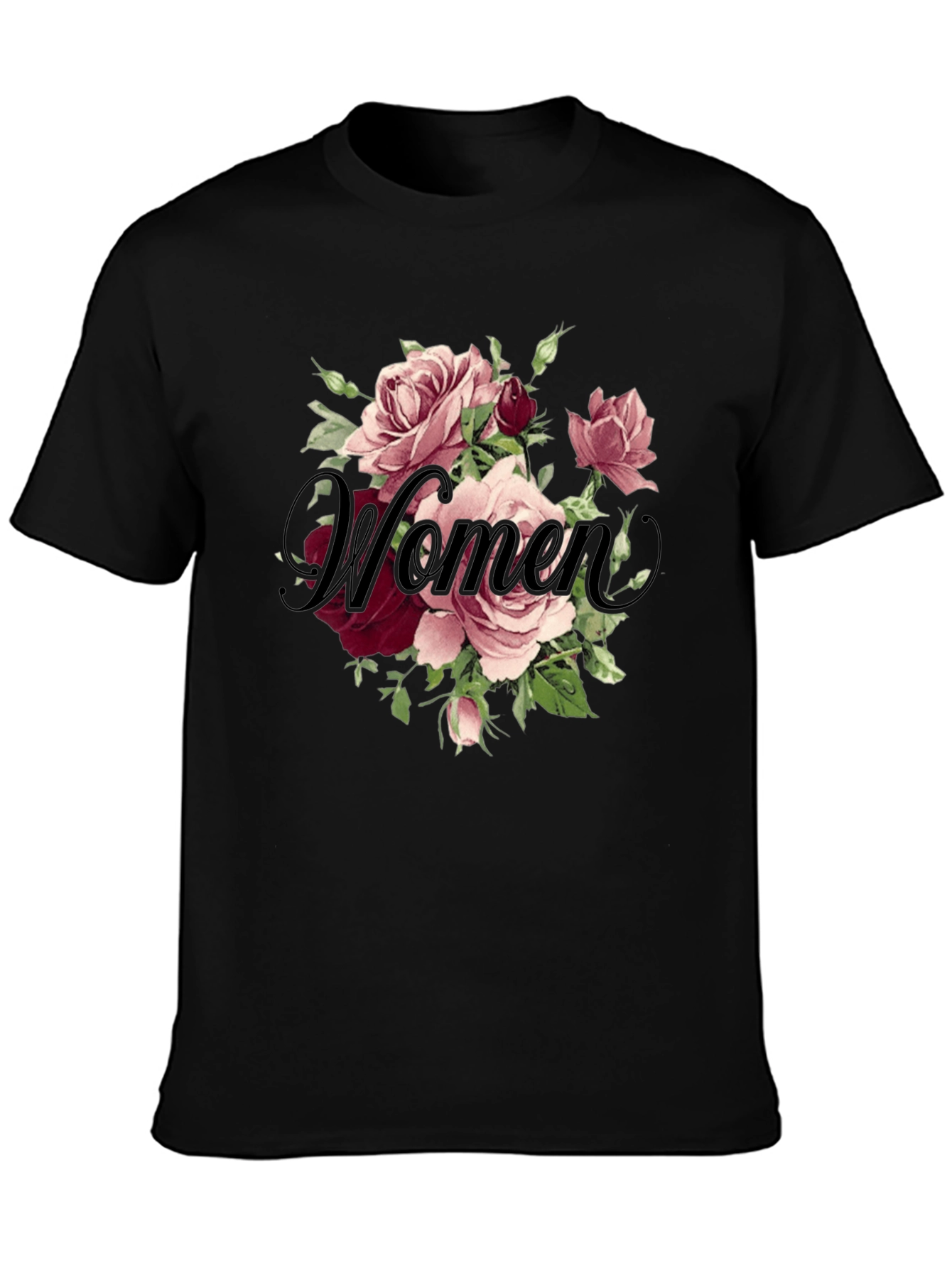 Black Floral Women's T-Shirt - Elegant Design view 3