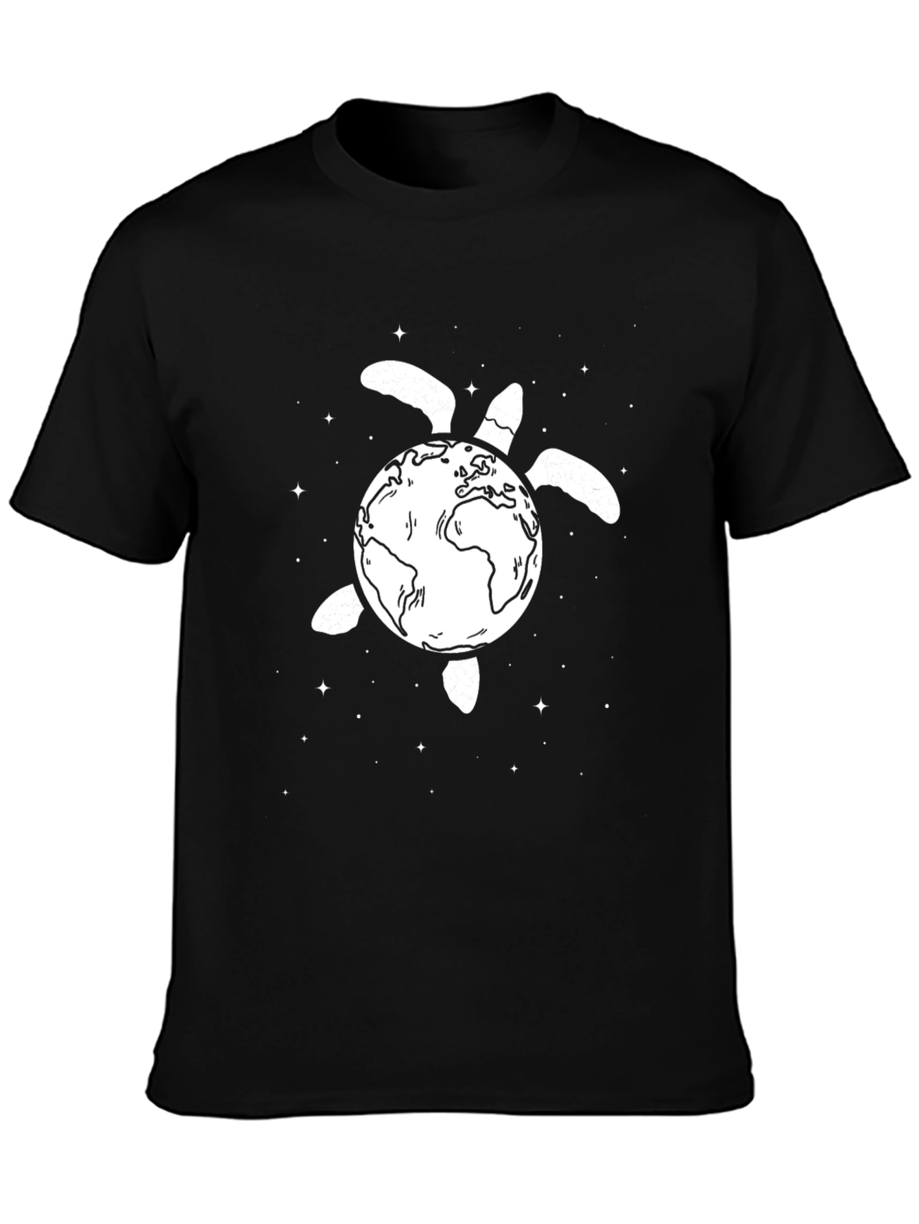 Black Earth Turtle Graphic Tee - Black Cotton T-Shirt view 3