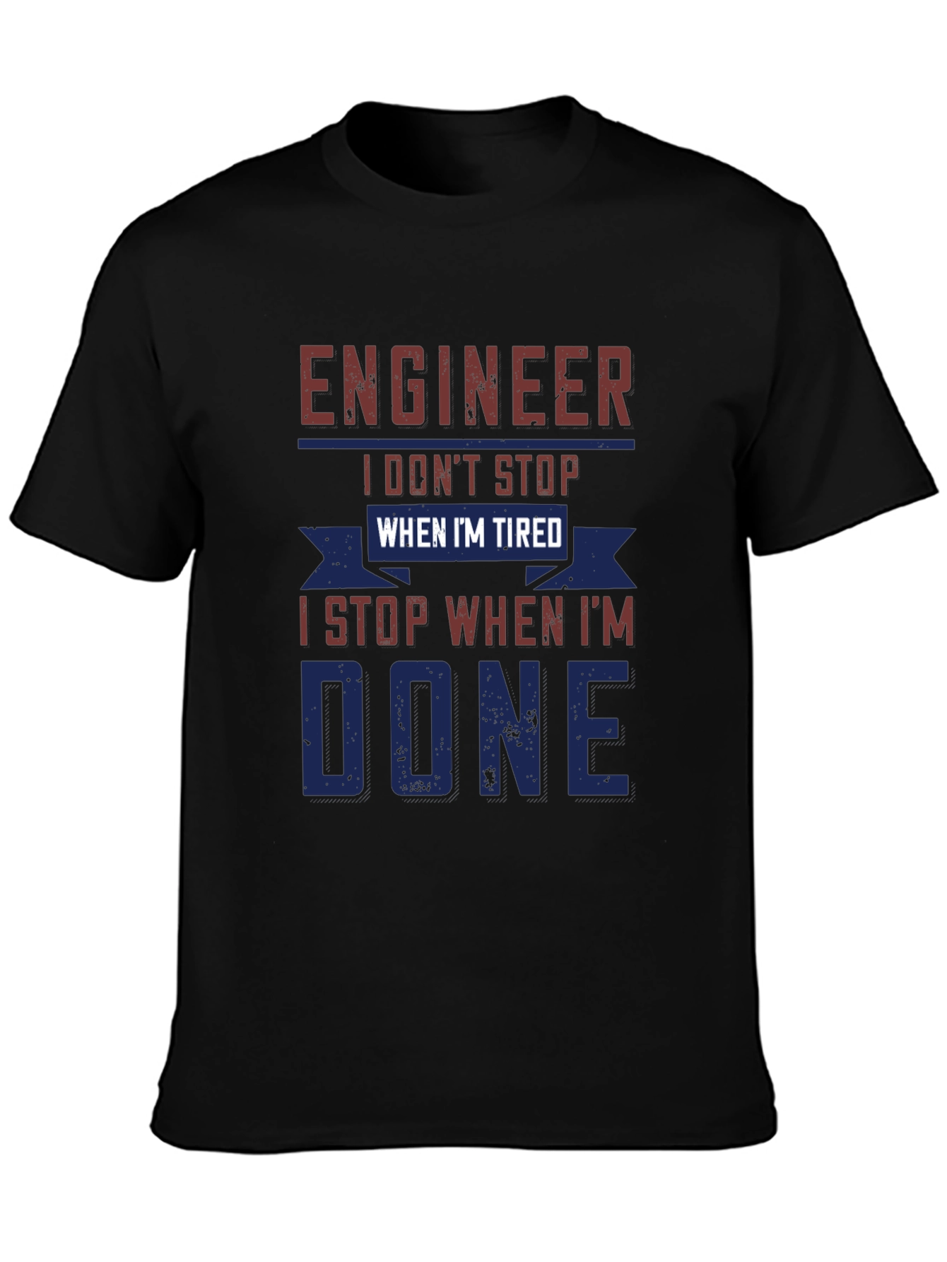 Black Engineer Tired Done T-Shirt Funny Job Gift view 3