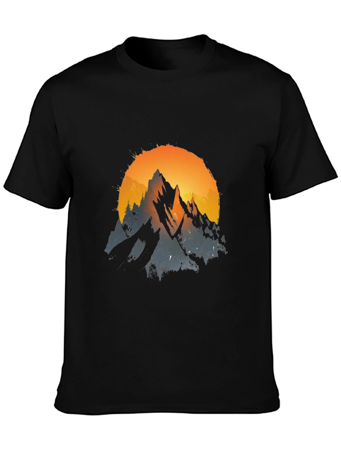 Black Mountain Sunset Graphic Tee - Black Cotton Blend view 3
