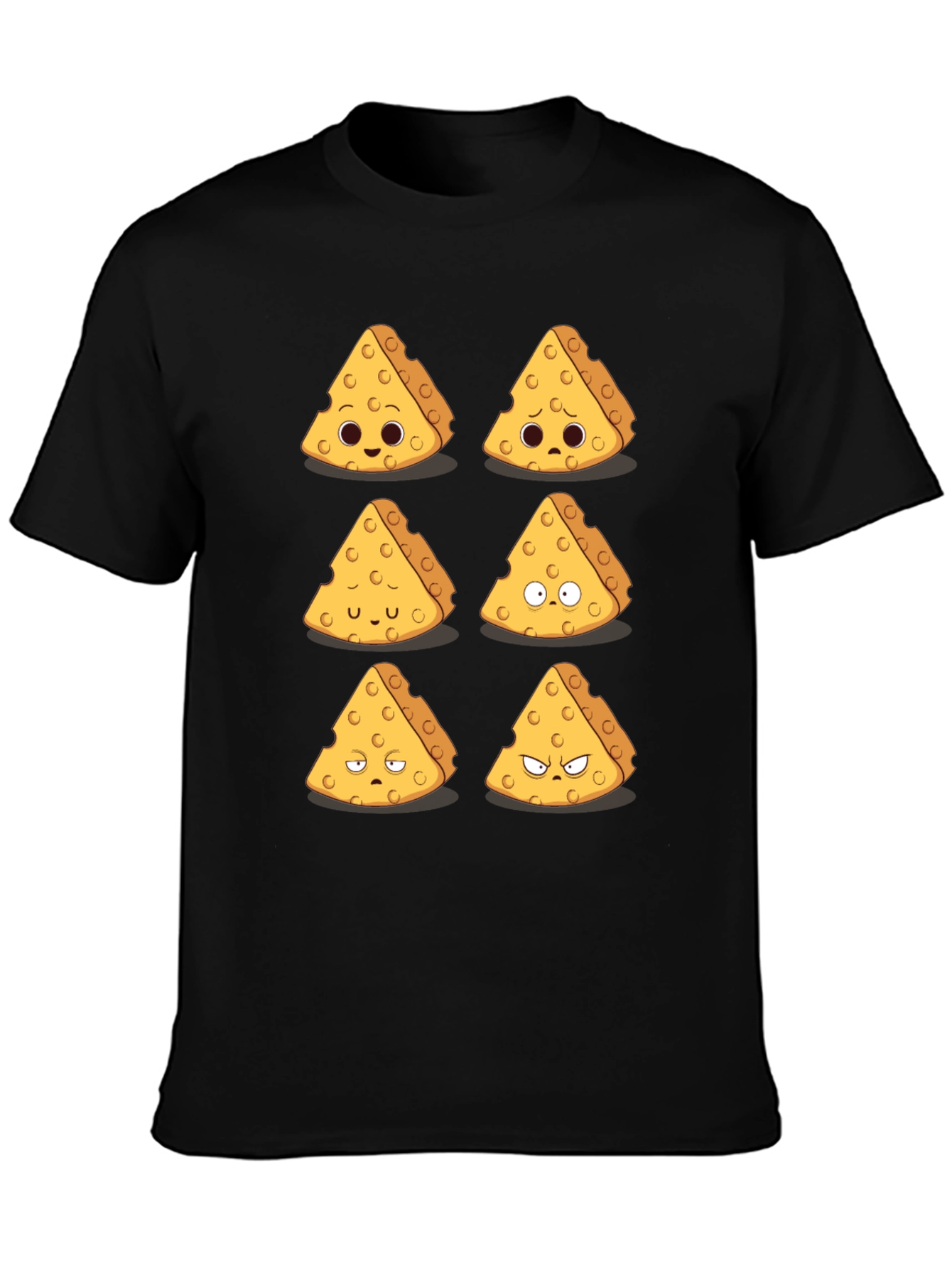 Black Funny Cheese Expression T-Shirt - Black view 3