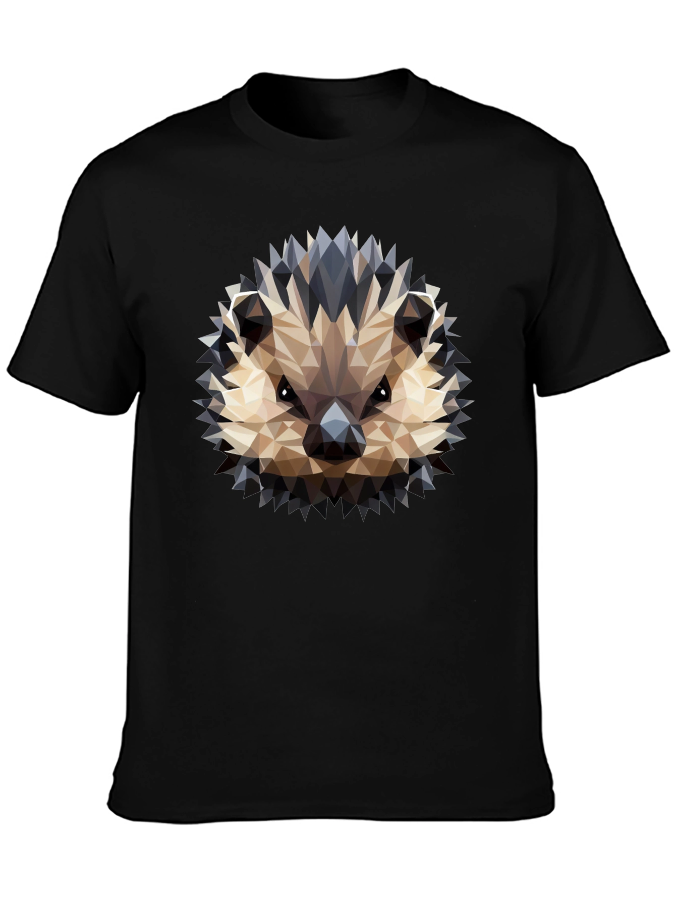 Black Geometric Hedgehog Graphic Black T-Shirt view 3