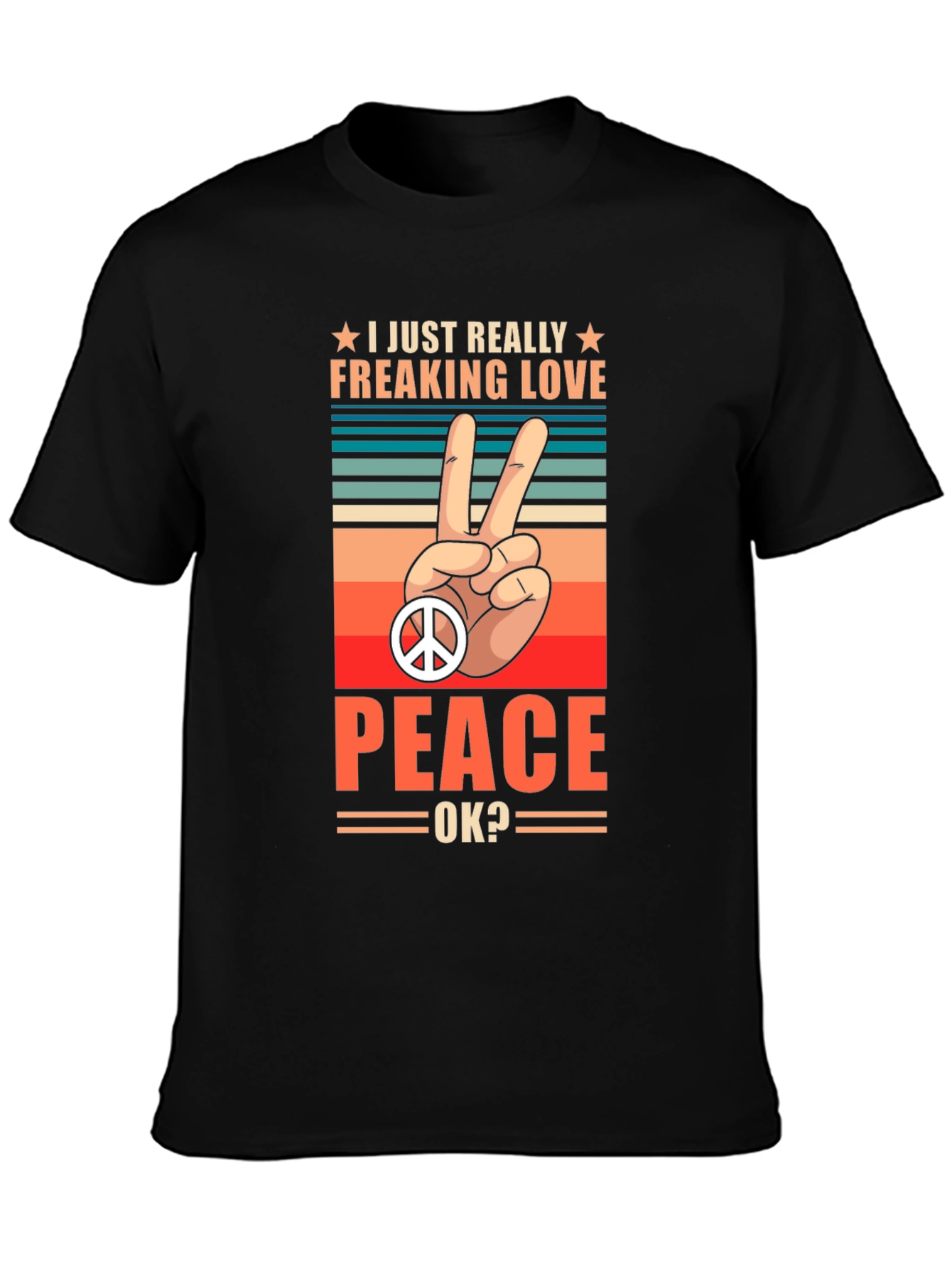 Black Peace Love T-Shirt - Retro Graphic Tee view 3