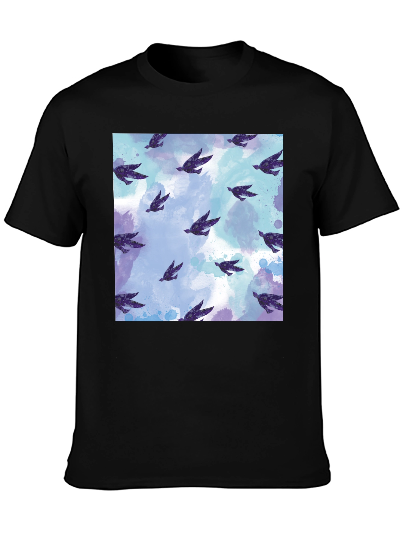 Black Bird Pattern Tee - Soft Cotton Blend Comfort view 3