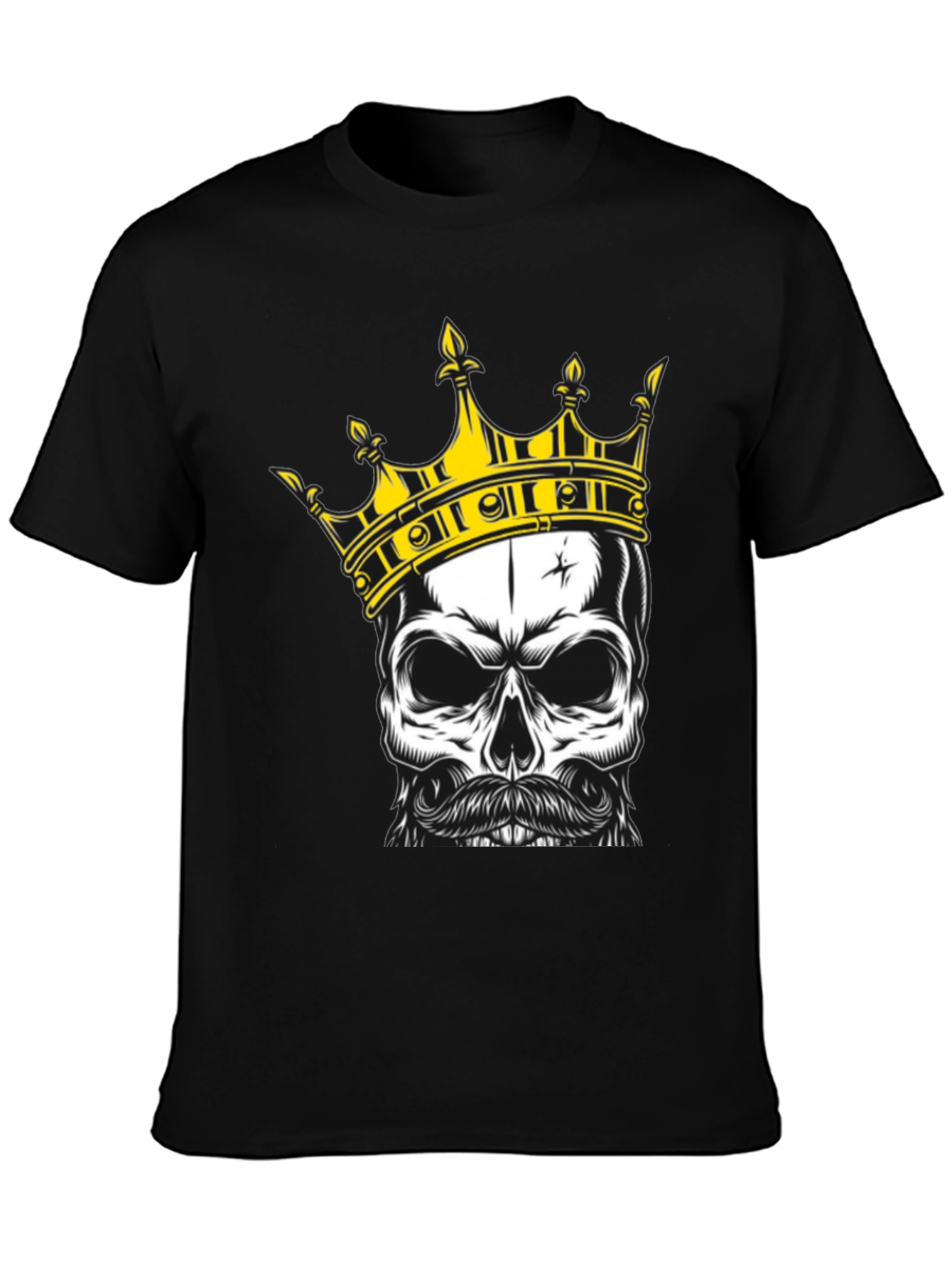 Black Skull King Graphic Tee - Black Cotton T-Shirt view 3