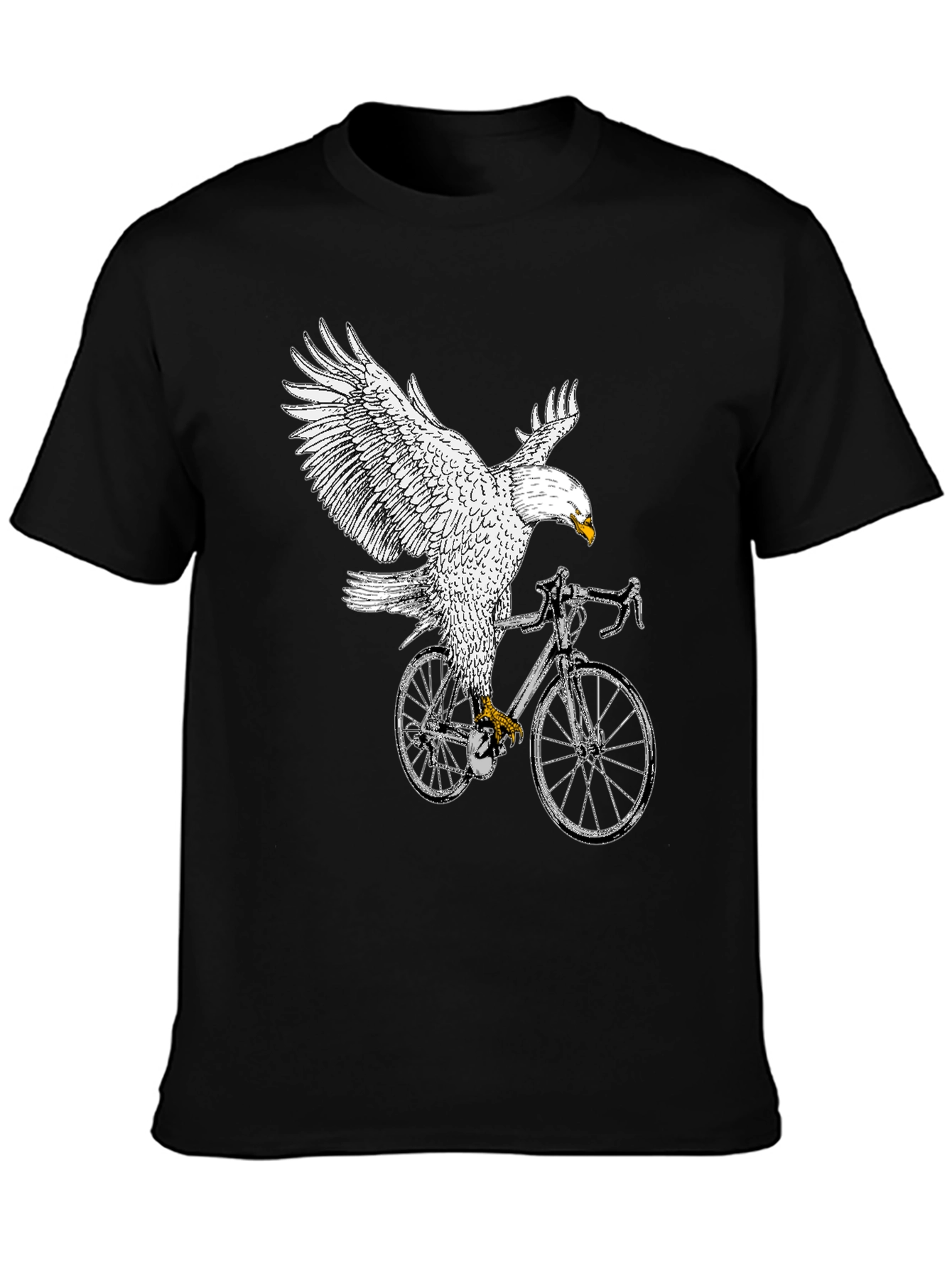Black Eagle Riding Bike Graphic Tee - Black view 3