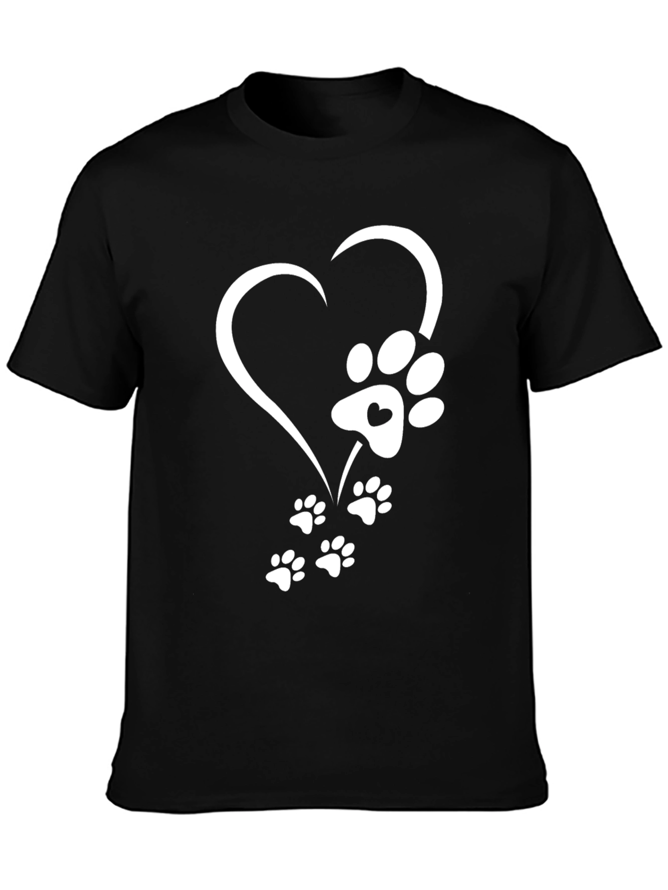 Black Heart Paw Print Graphic Tee - Black view 3