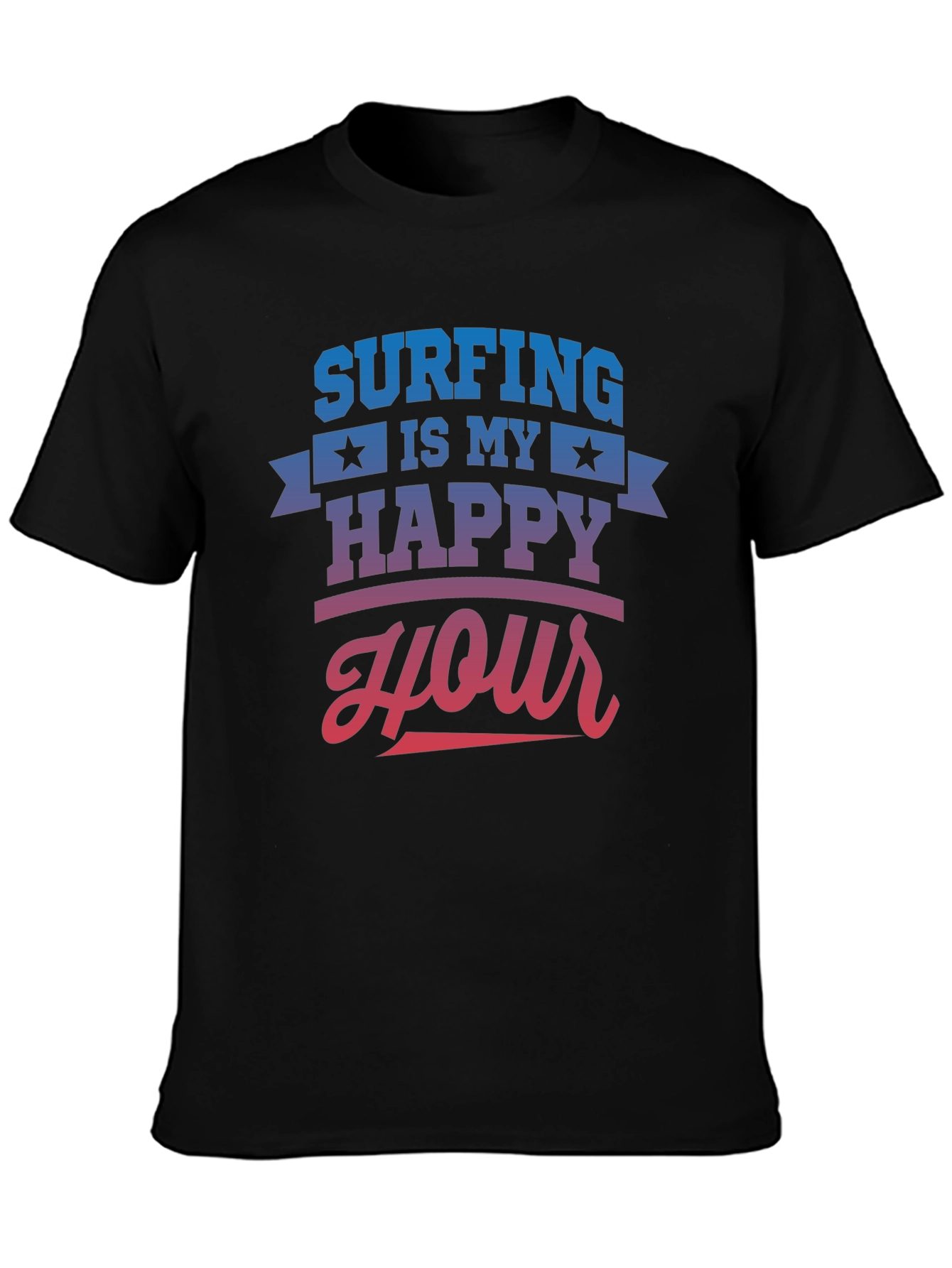 Black Surfing is My Happy Hour Black T-Shirt view 3