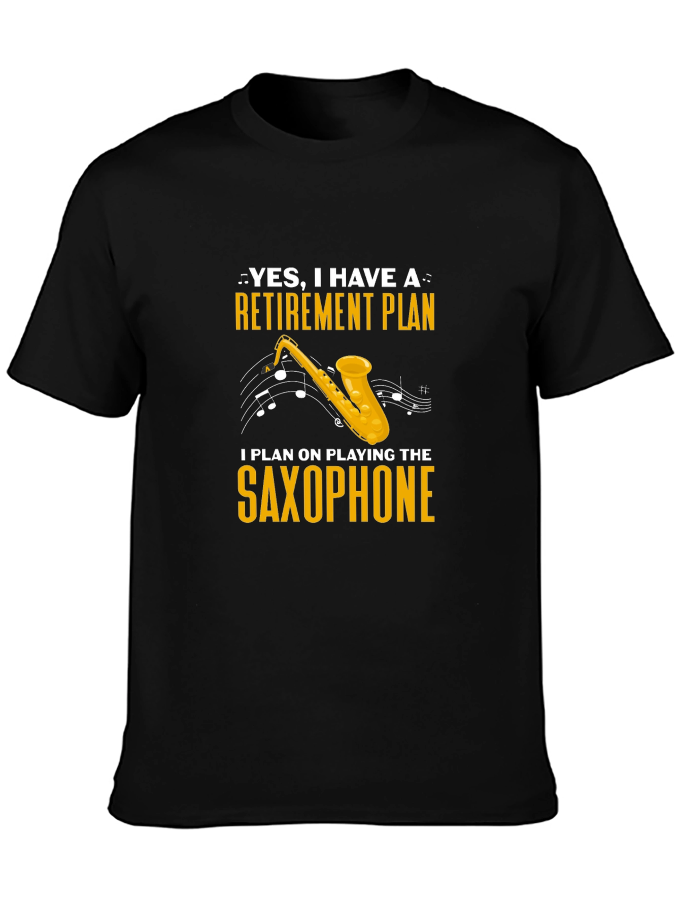 Black Retirement Plan Saxophone T-Shirt view 3