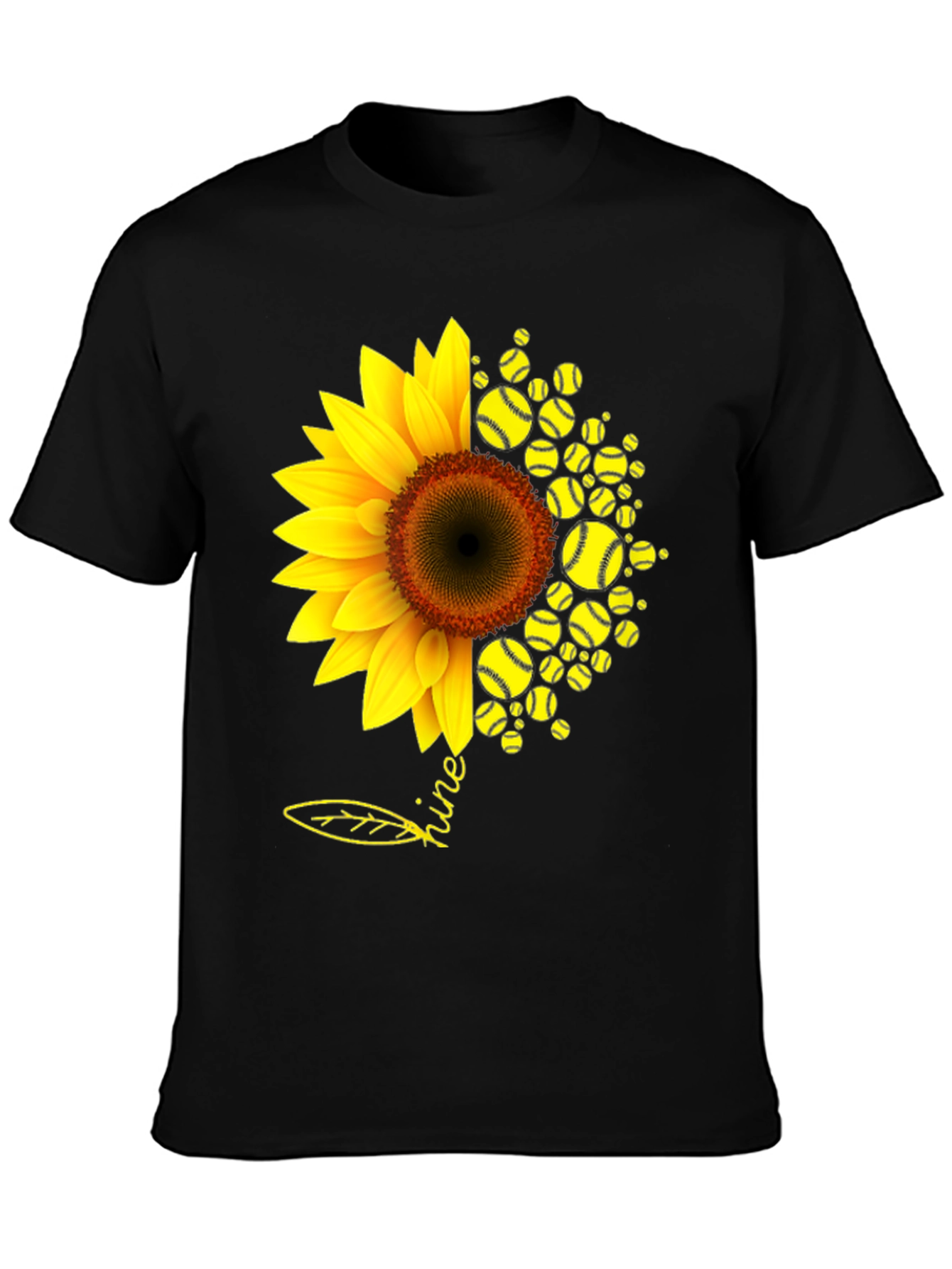 Black Sunflower Softball T-Shirt - Shine Bright! view 3
