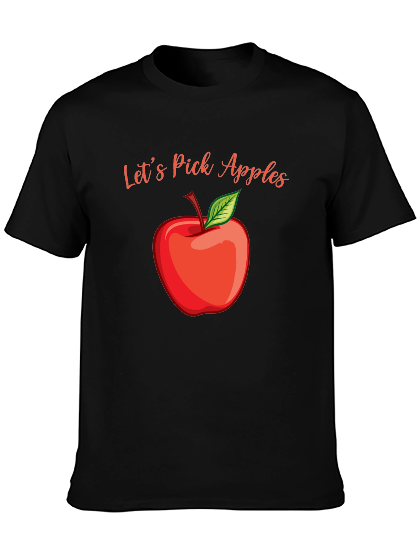 Black Let's Pick Apples Graphic Tee - Fall Harvest Shirt view 3