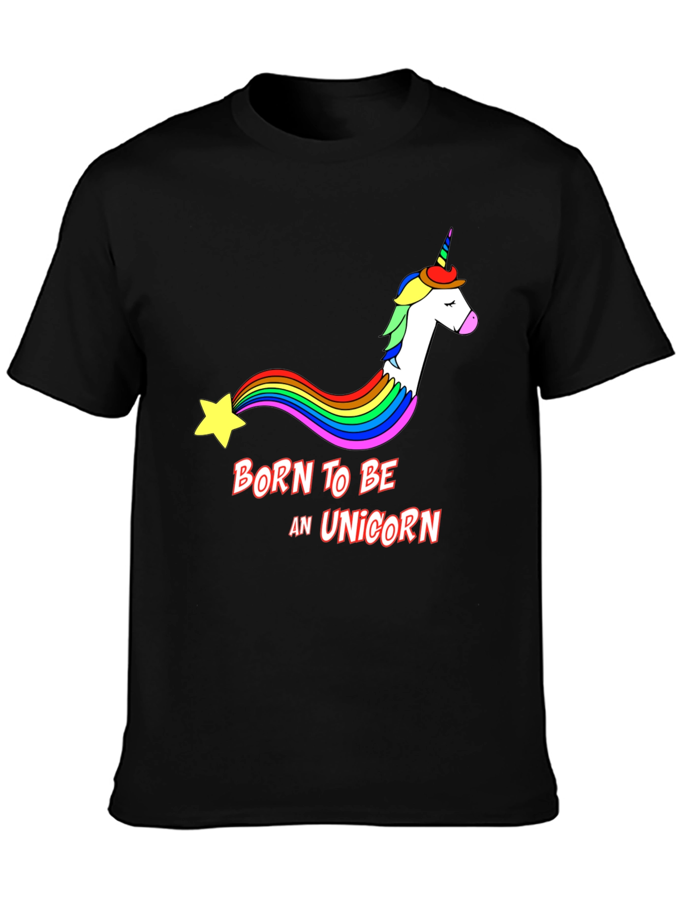 Black Born To Be A Unicorn Black T-Shirt view 3