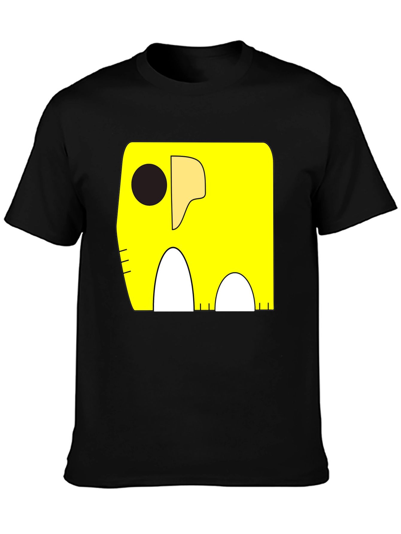Black Cartoon Elephant Graphic Tee - Black Cotton Casual Shirt view 3